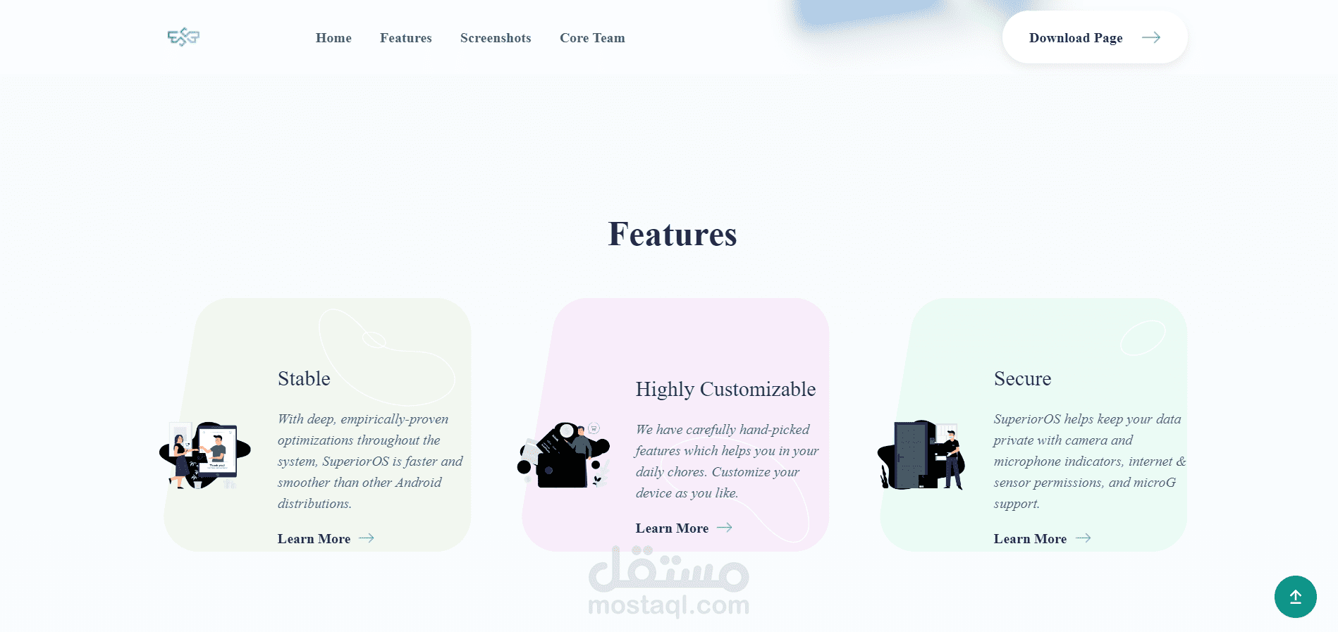 React Landing Page Android Open source website | مستقل