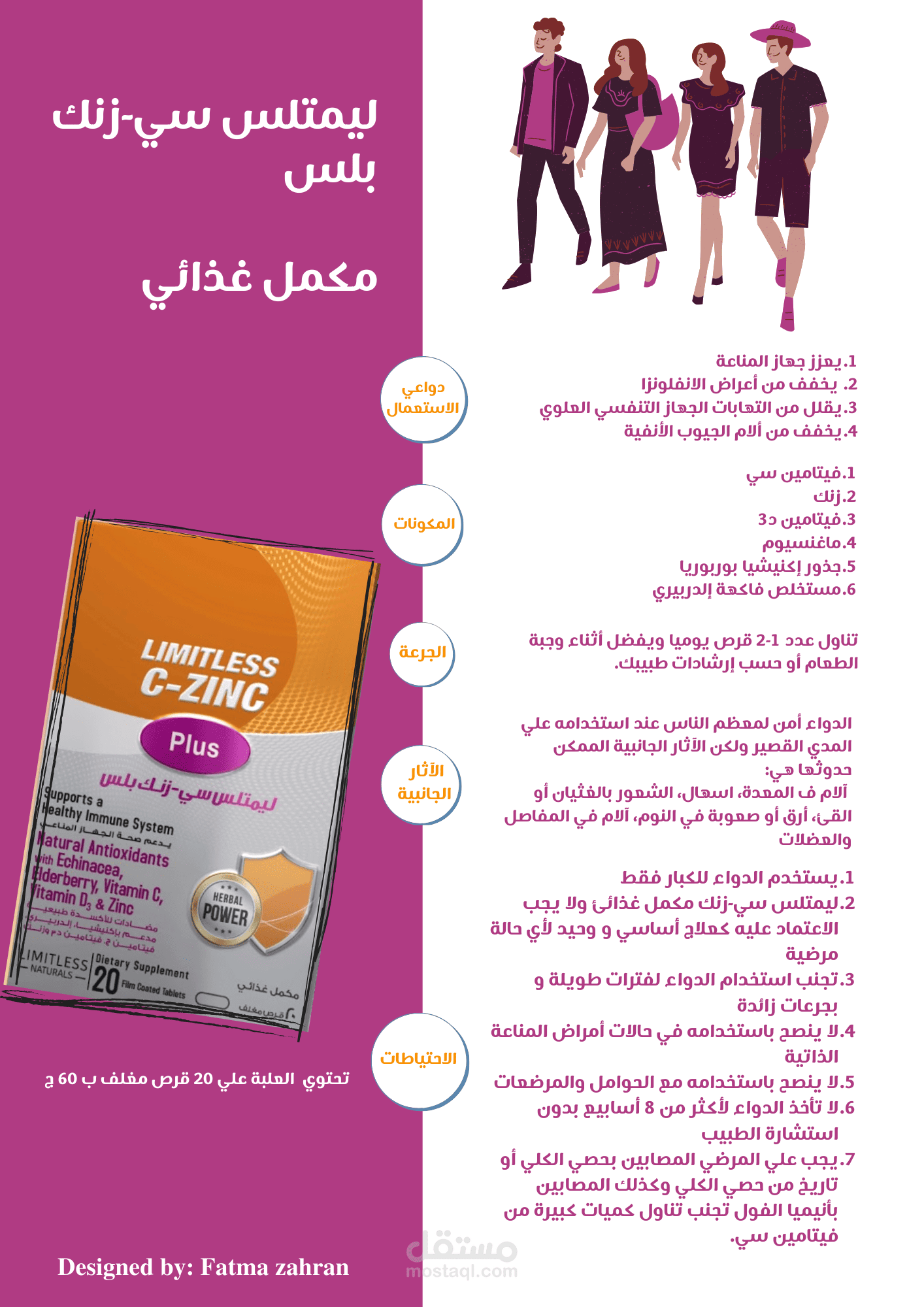 Limitless C تصميم وكتابة محتوي فلاير عربي و (English) لدواء Limitless C-ZINC plus ...