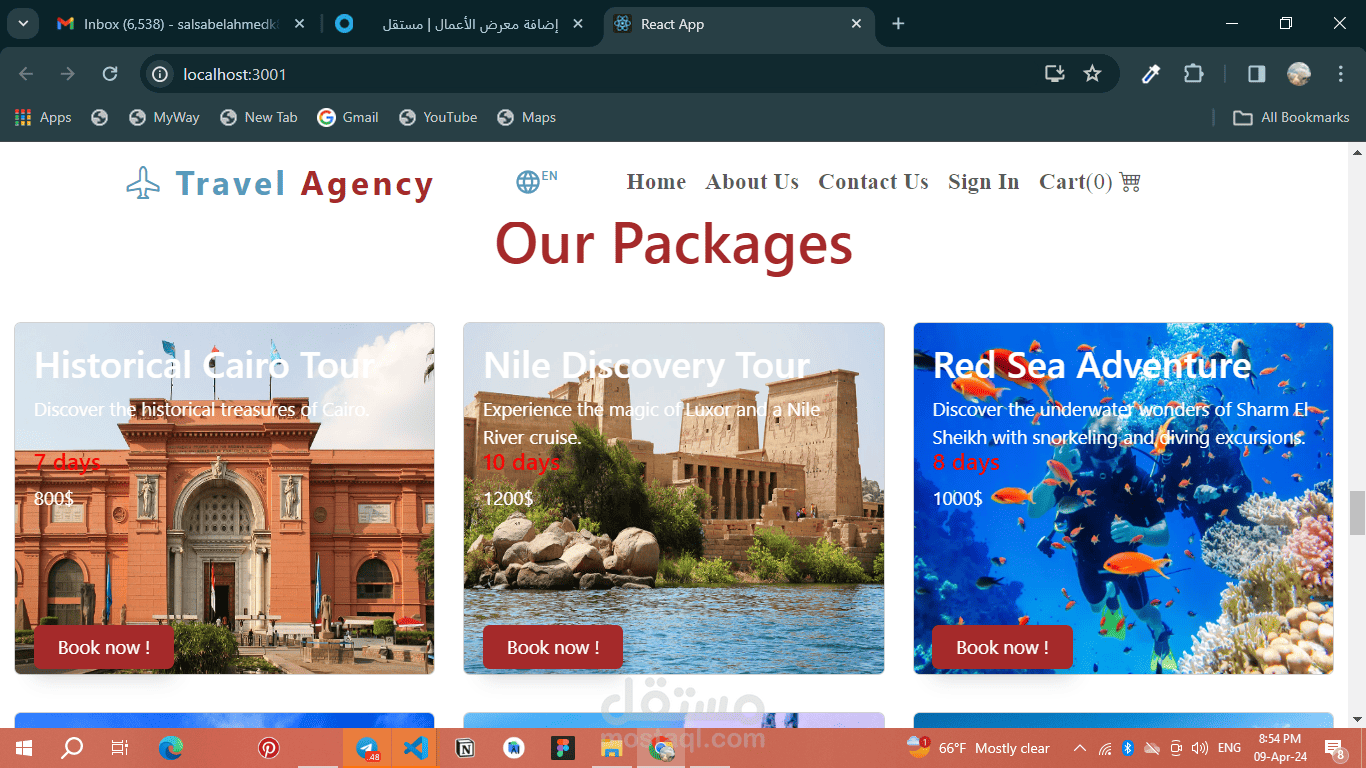 Travel Agency With React Js | مستقل