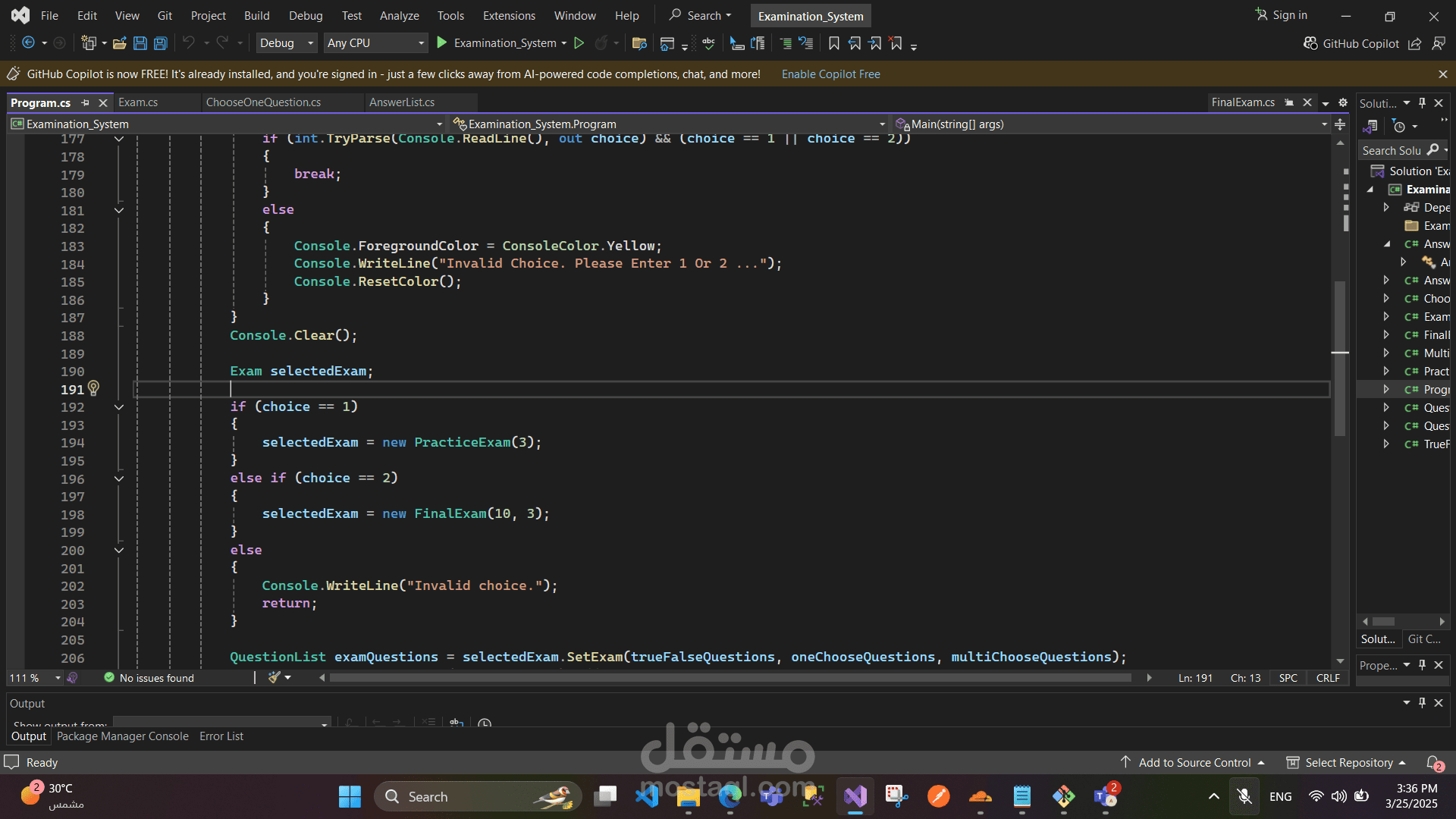 Examination System Task in C# using Object-Oriented Programming (OOP ...