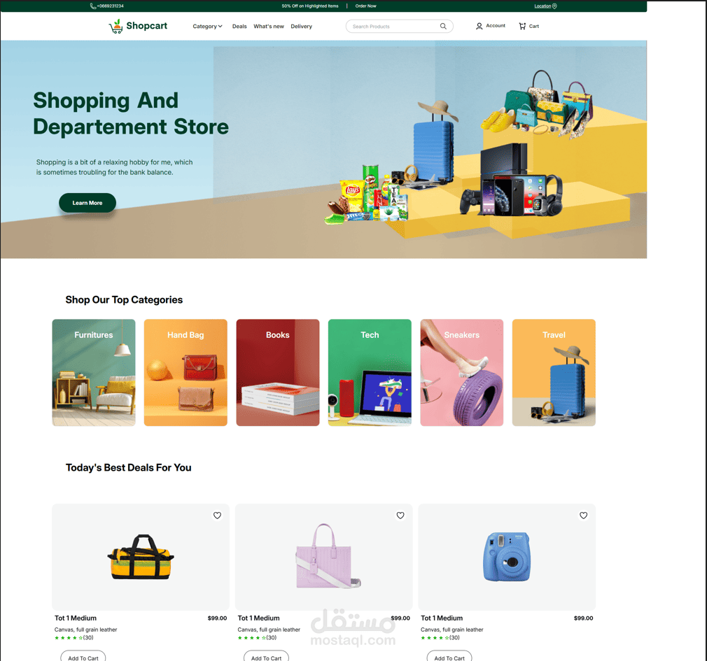 Developing a full e-commerce website using Reactjs | مستقل