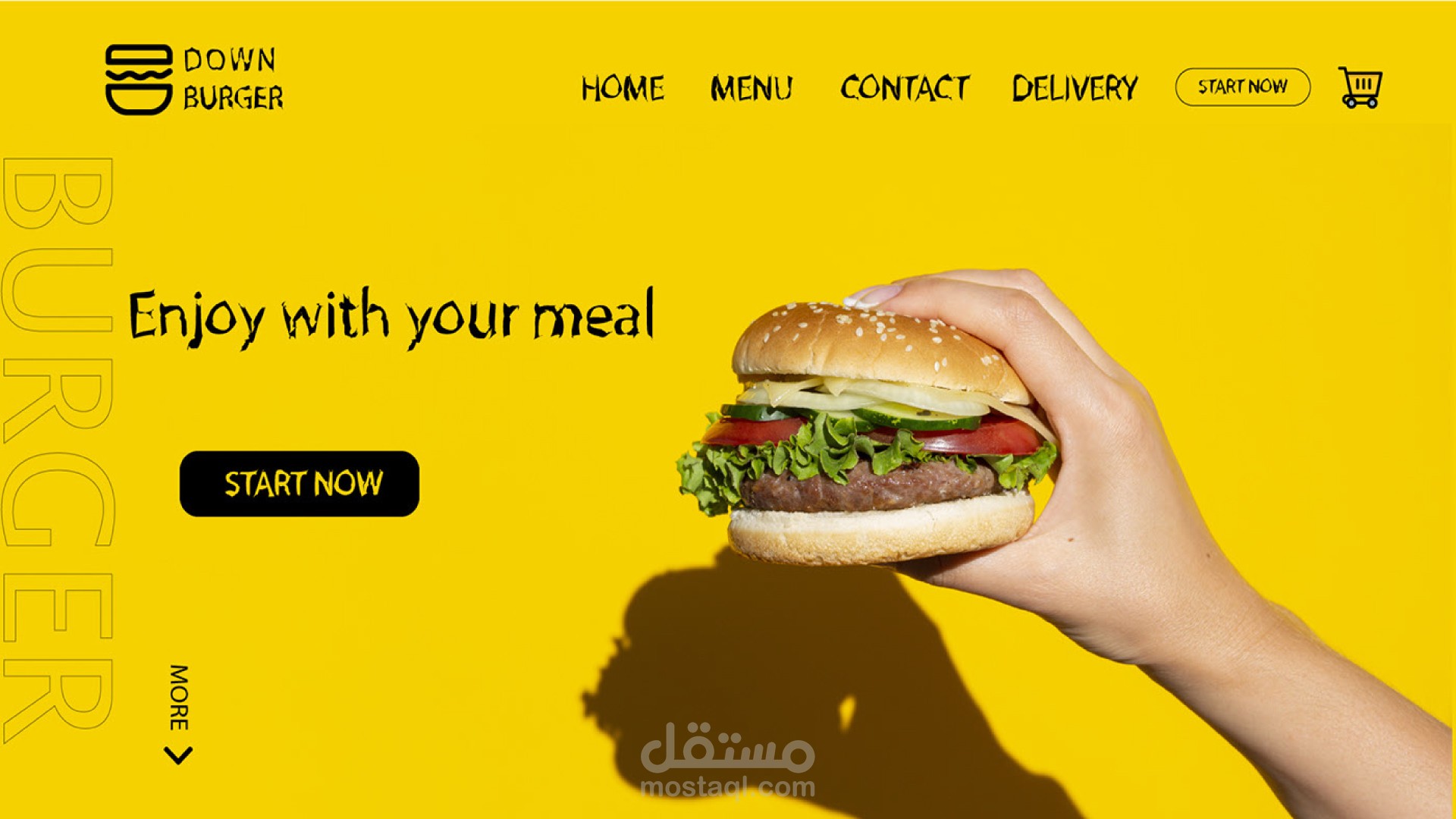 تصميم شعار وواجهة موقع لمطعم (كونسبت)