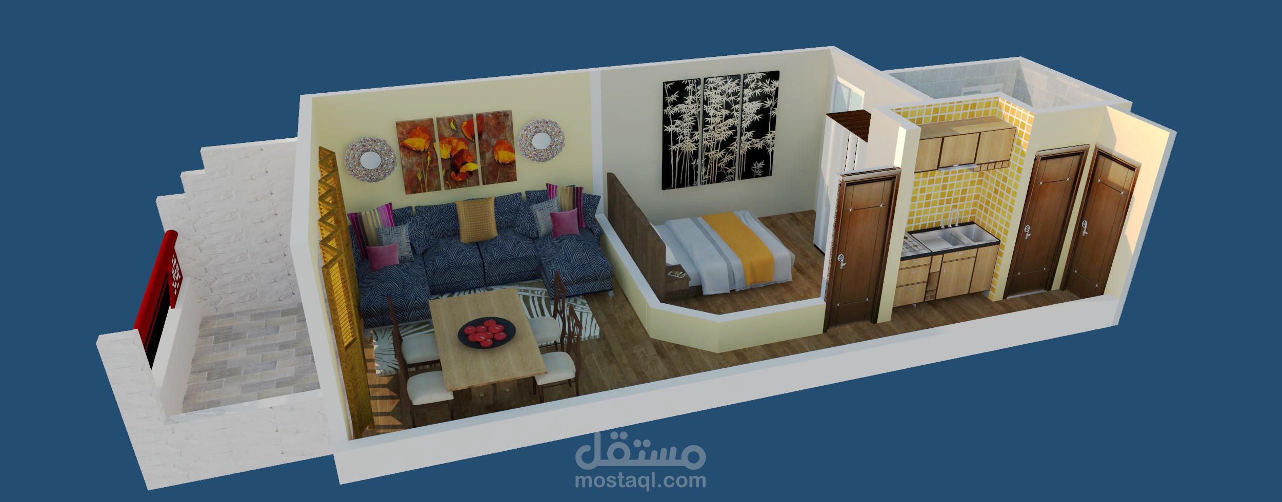 فرش شقة من اعلى SKETCH UP