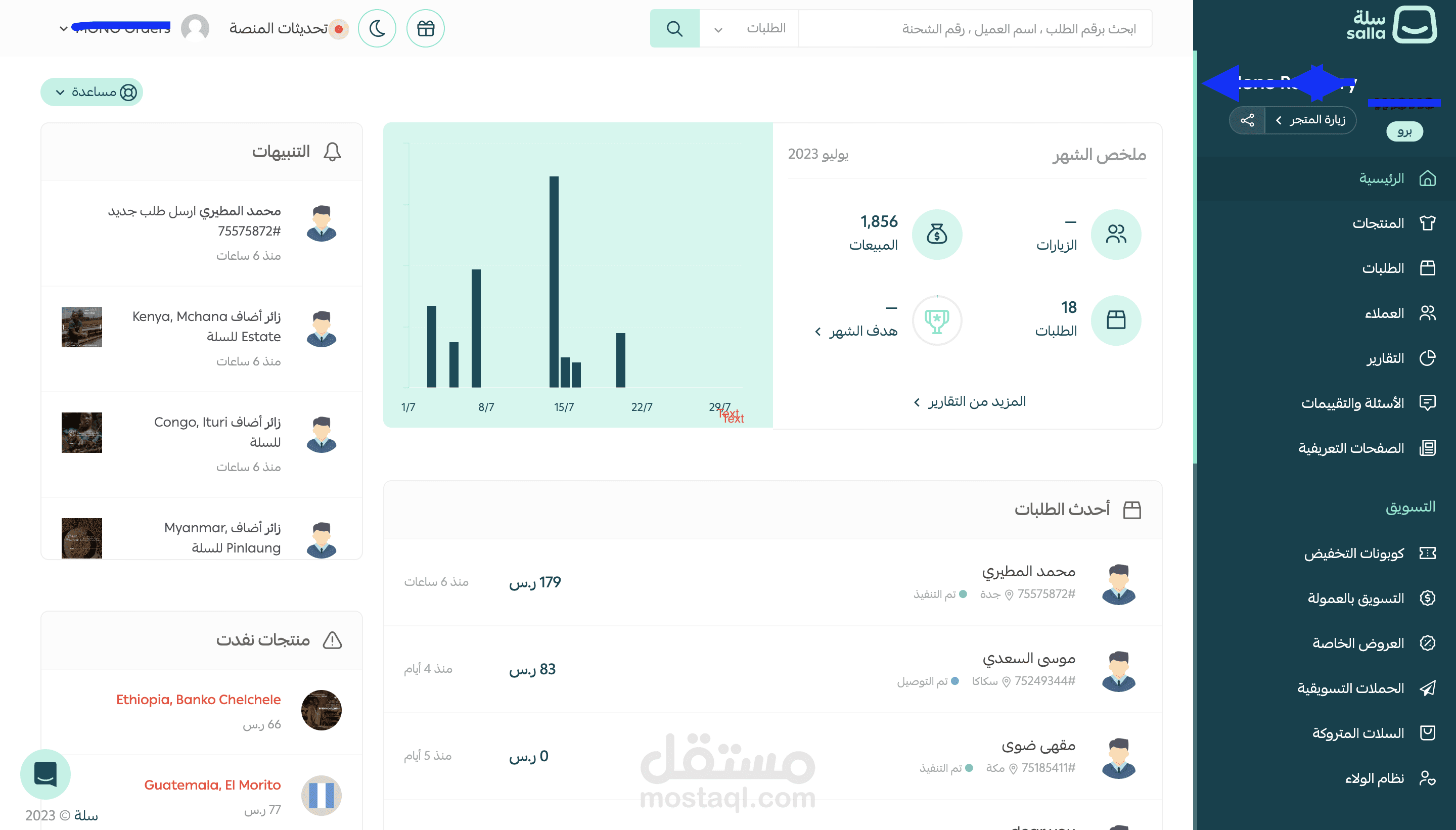 محاسب عن بعد لمتجر الكتروني على منصة سلة