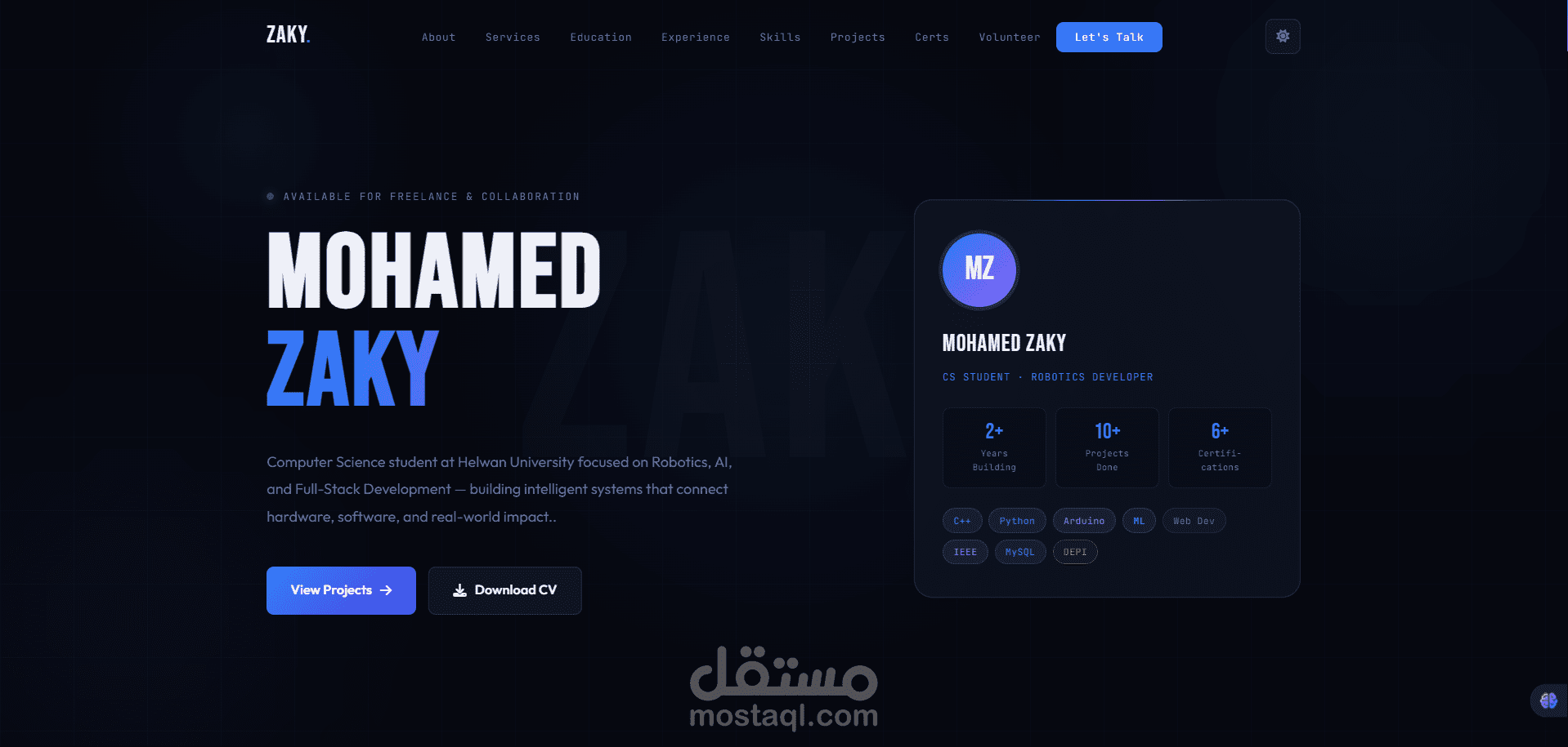 Personal Portfolio Website – Full Stack Development