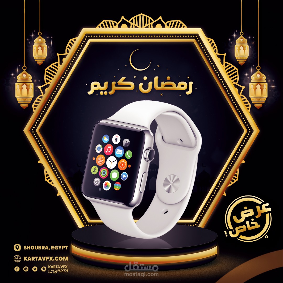 تصميمي لرمضان للسوشيال ميديا فيس بوك لمنتج بشكل تفصيلي