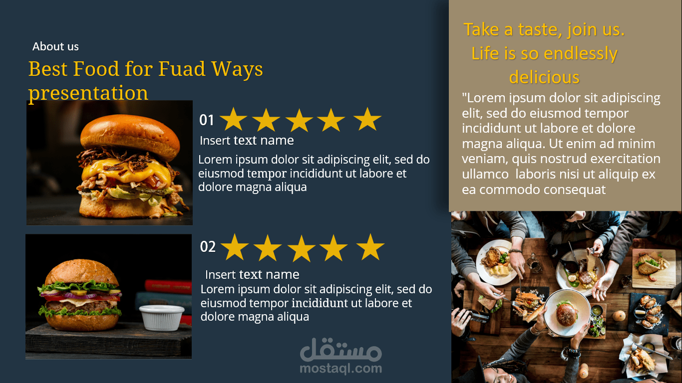 عرض بوربوينت إبداعي لمطعم