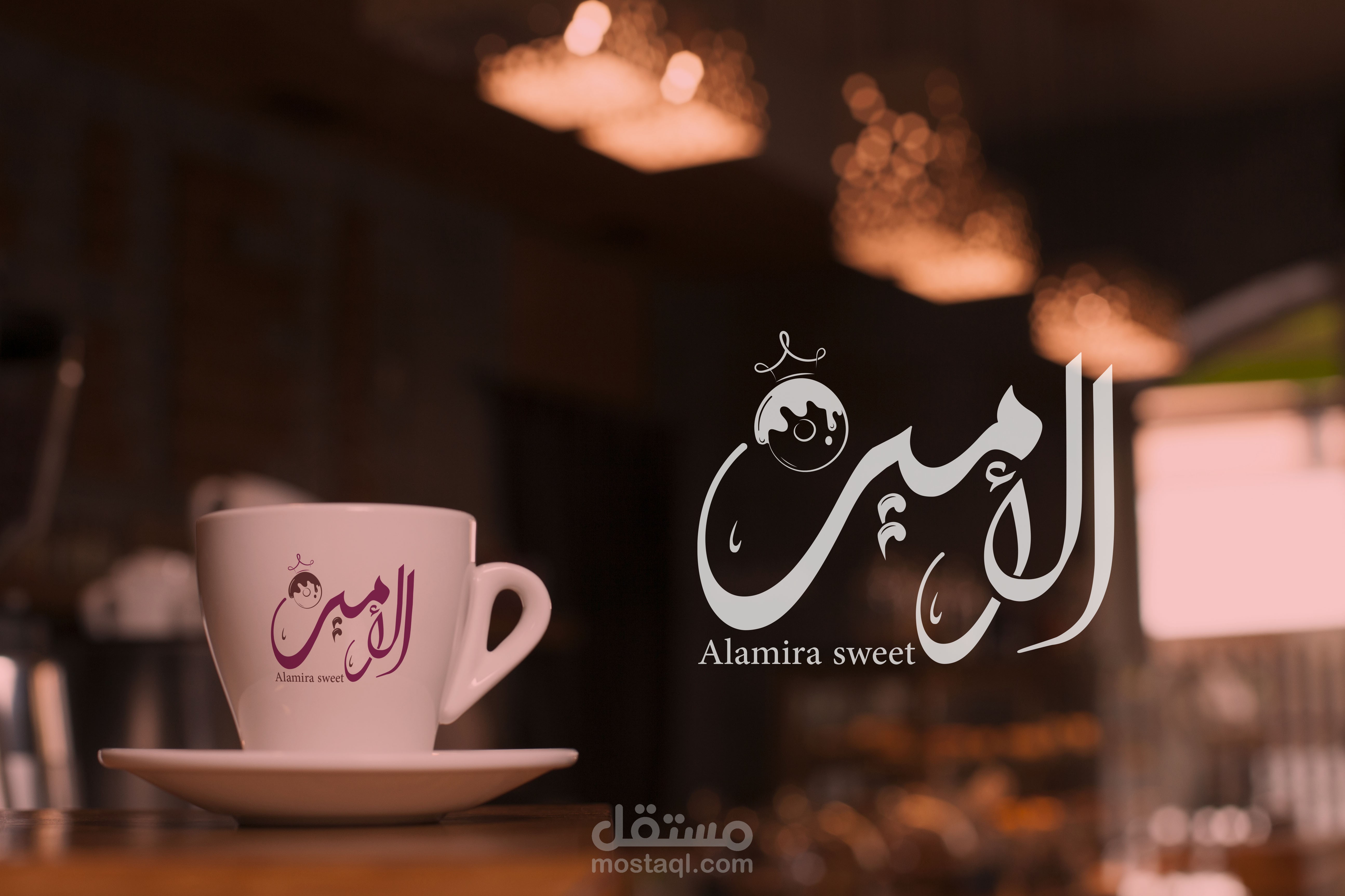 تصميم لوغو لمحل حلويات مع تصميم الهوية البصرية