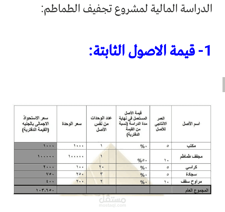 دراسة جدوي لمصنع تجفيف الطماطم