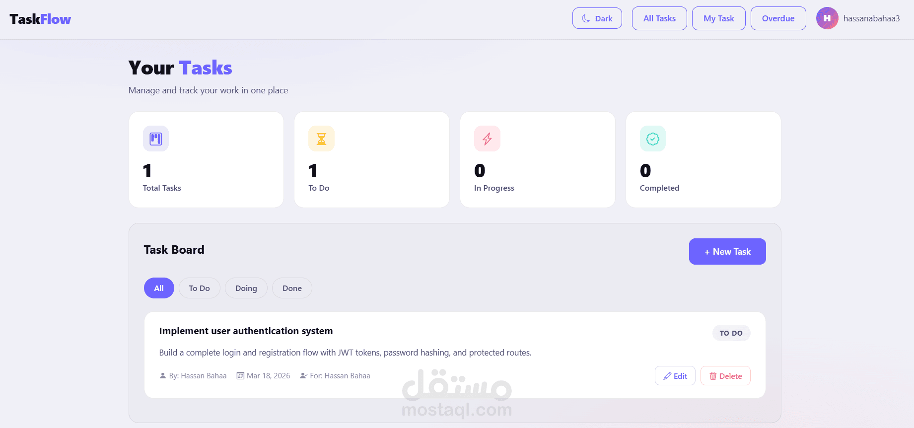 منصة TaskFlow لإدارة المهام