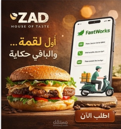 تصميم إعلان مطعم برغر_Zad