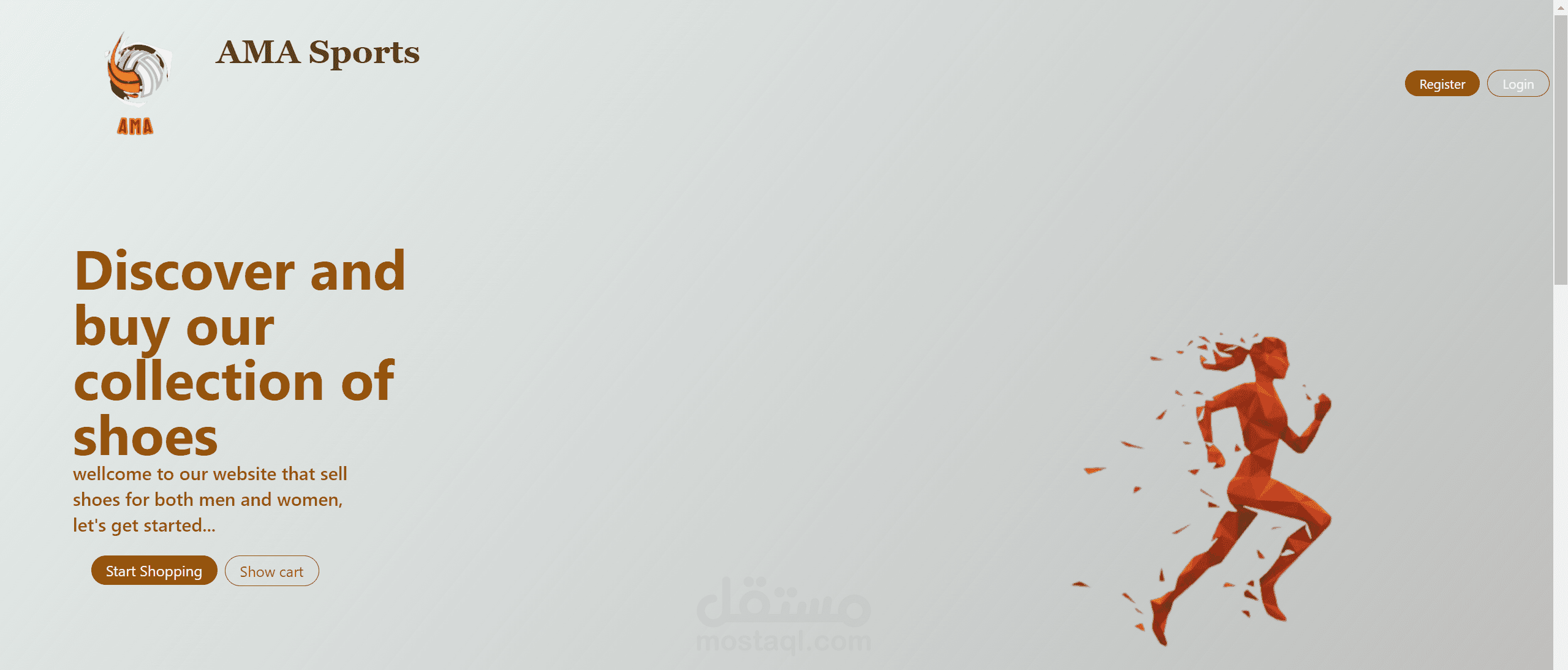 موقع لبيع الاحذية الرياضية و باقي المستلزمات الرياضية مع تصميم ملائم لكل مقاسات الشاشات.