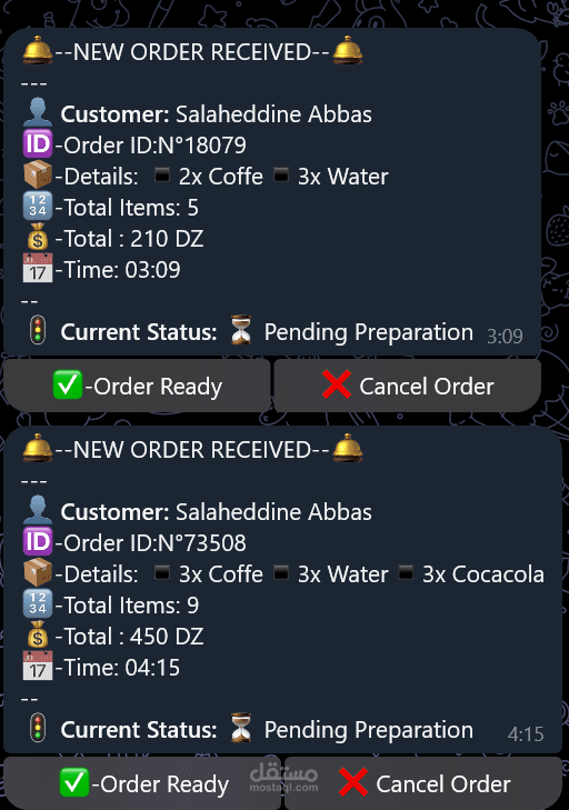 بوت إدارة الطلبات والمخزون الذكي (Smart Orders Bot)
