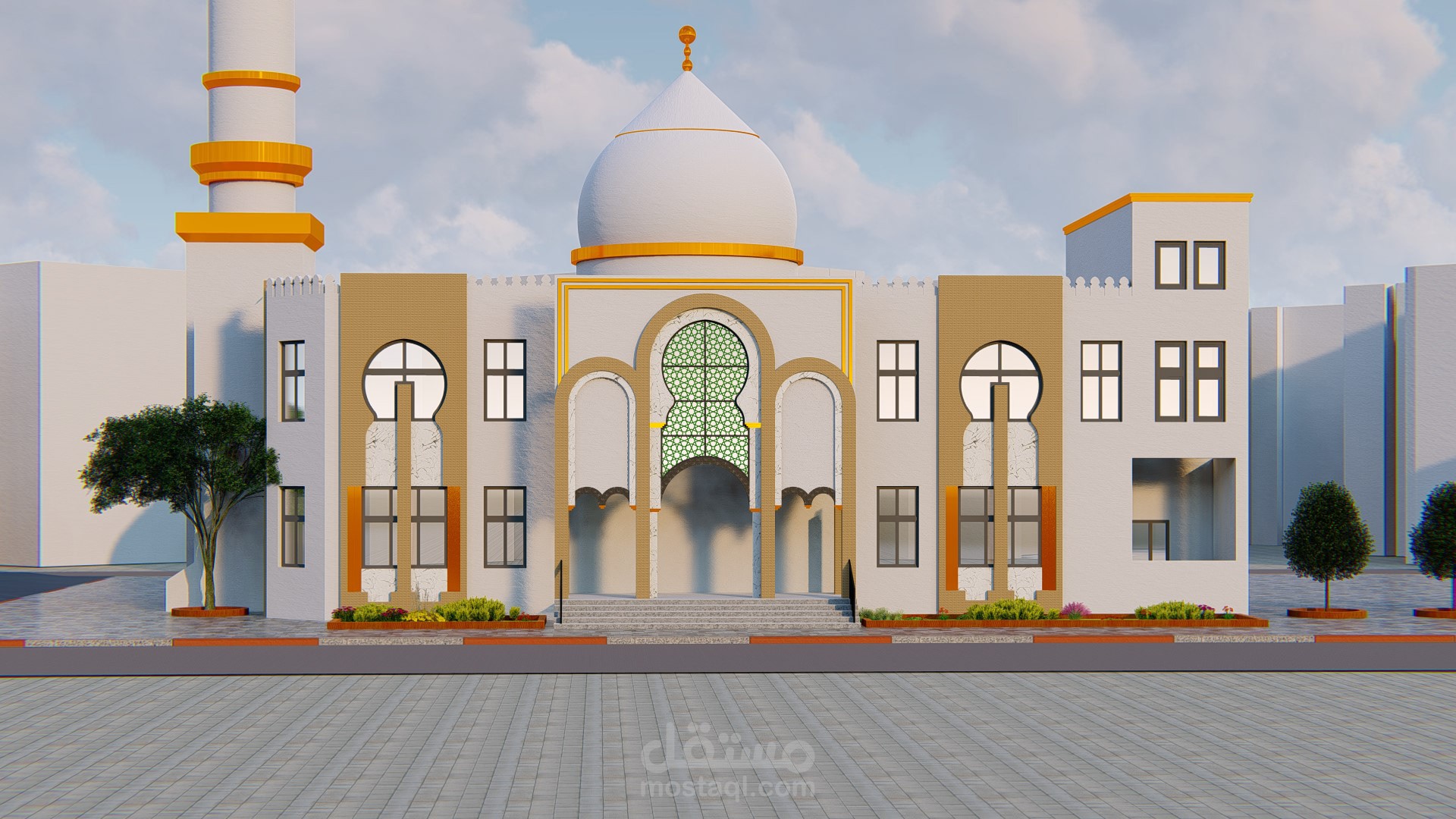 تصميم واجهة مسجد في فلسطين