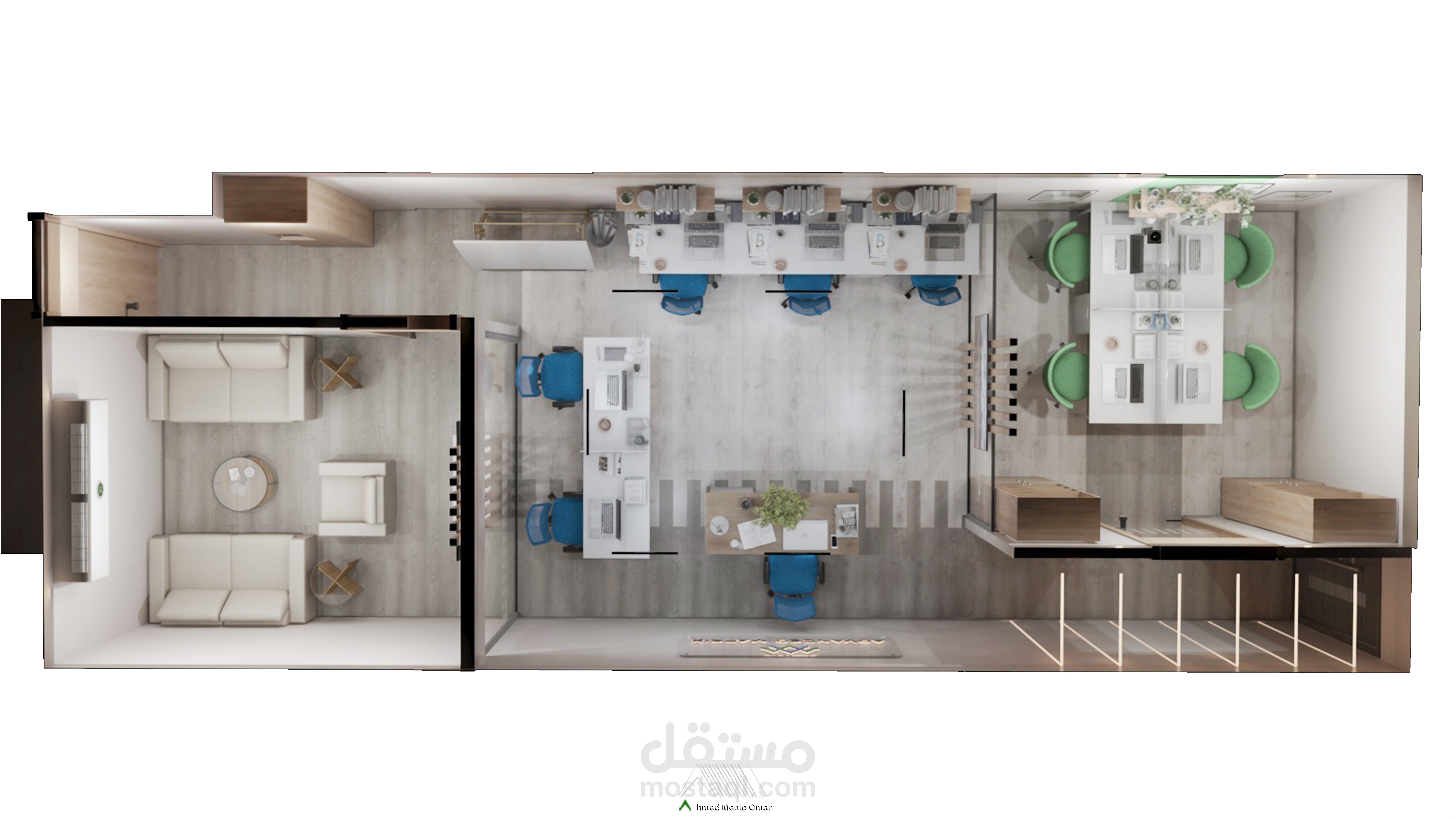 تصميم داخلي لمكتب شركة صغيرة