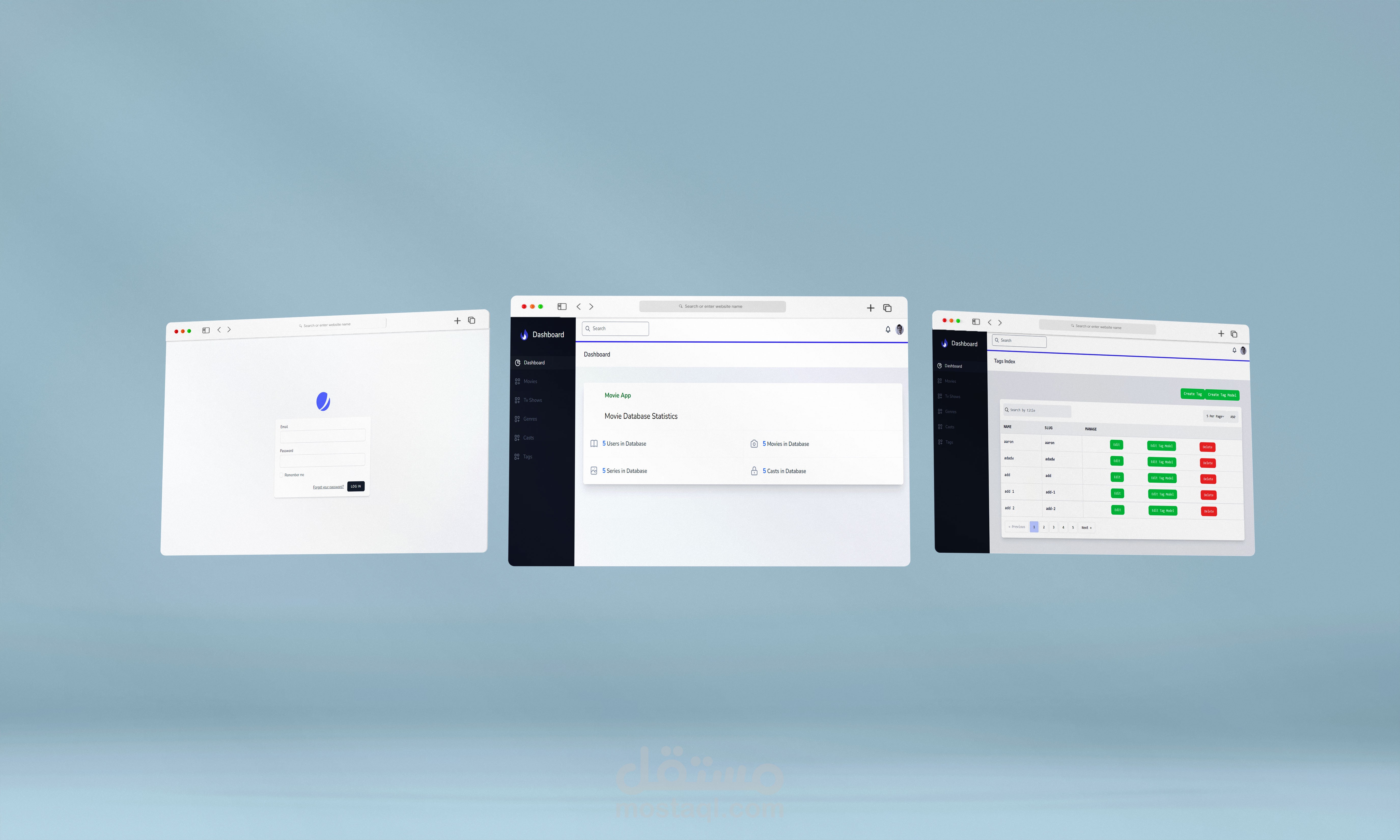 لوحة تحكم لتطبيق Movie Master