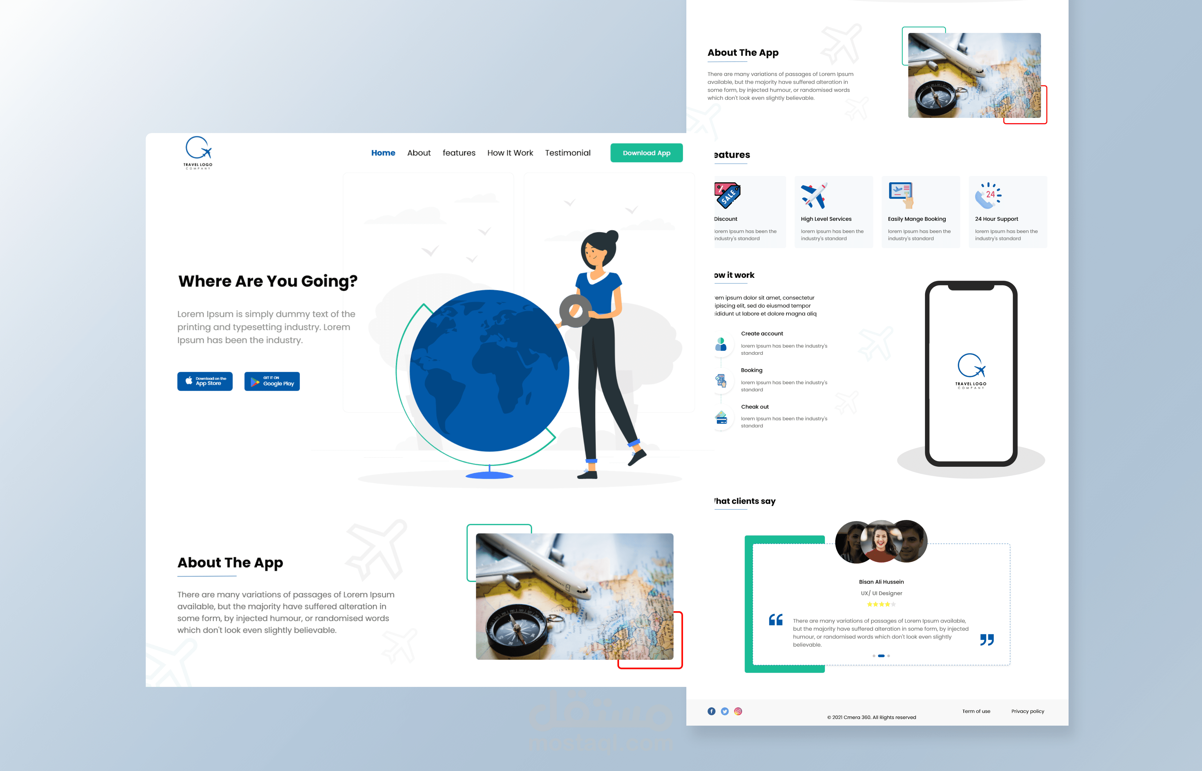 تصميم صفحة هبوط | Landing page for travel app