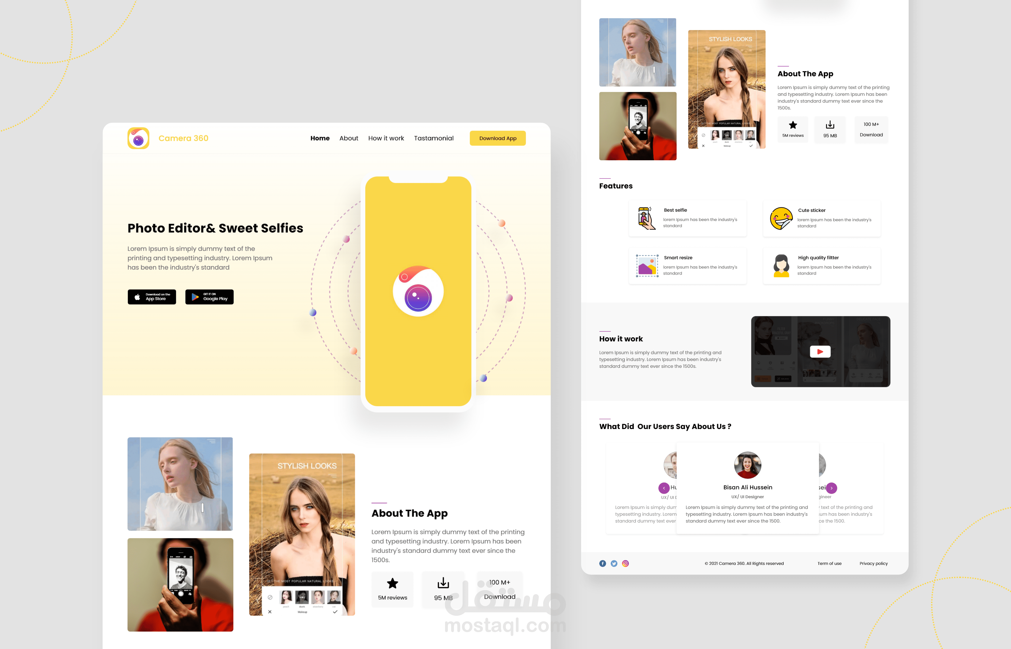 تصميم صفحة هبوط لتطبيق كاميرا 360 |  Landing page for camera 360 app