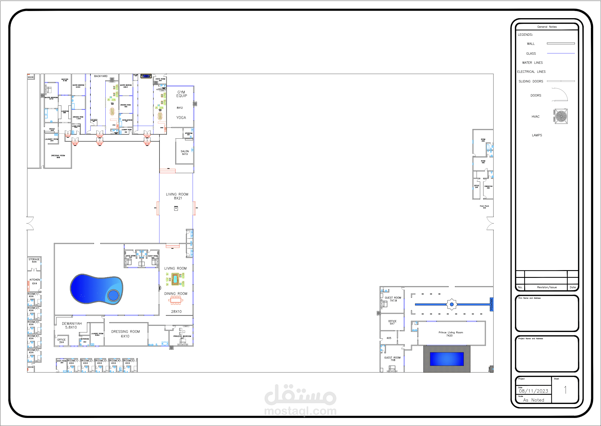 تصميم هندسي لمخطط (مجمع فلل سكنية)
