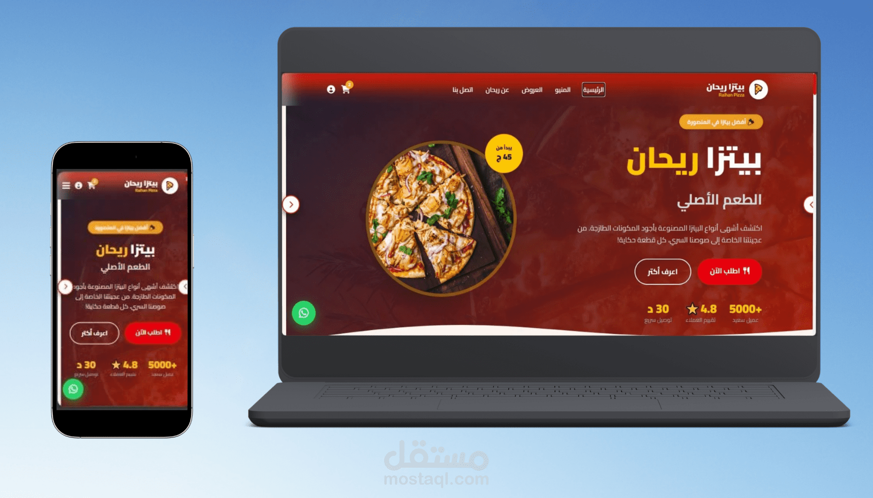 موقع تخيلي لمحل بيتزا ريحان