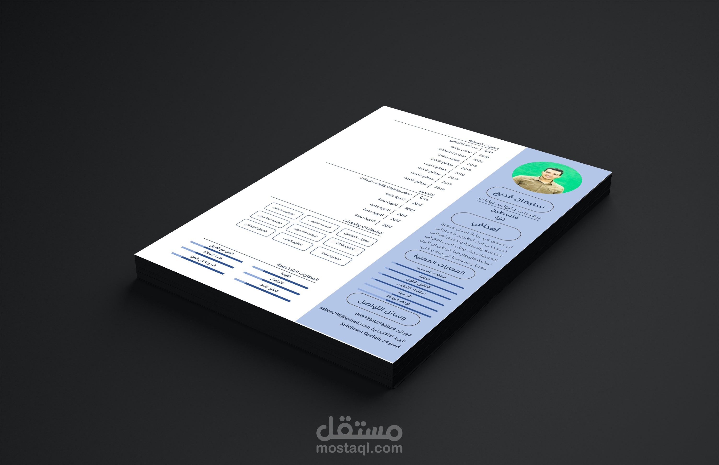 تصميم سيرة ذاتية بقالب مميز  باللغة العربية