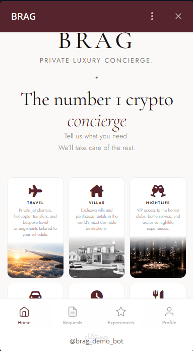BRAG — منصة Luxury Concierge عبر Telegram
