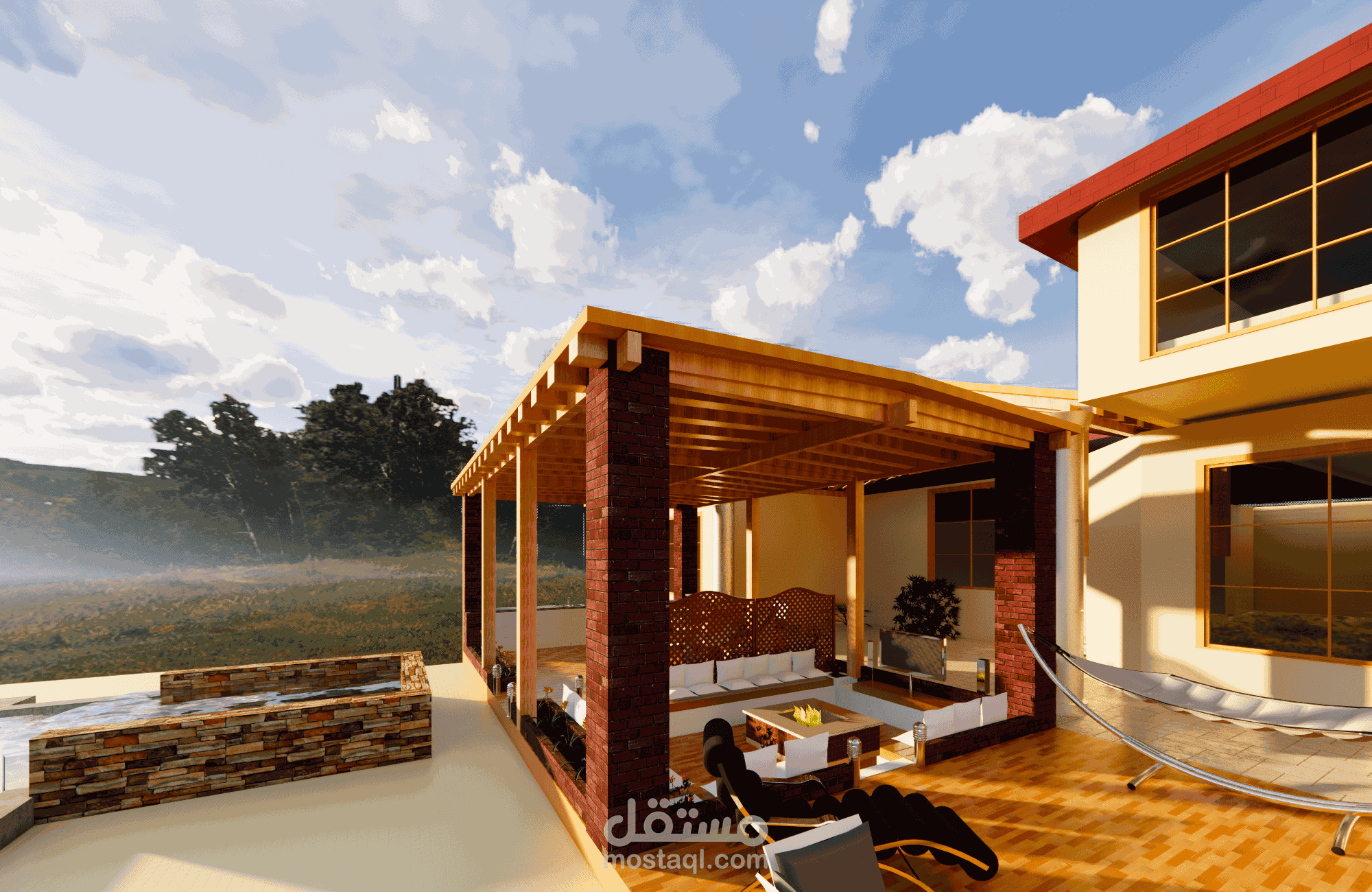 جلسة ركن شواء أمام فيلا