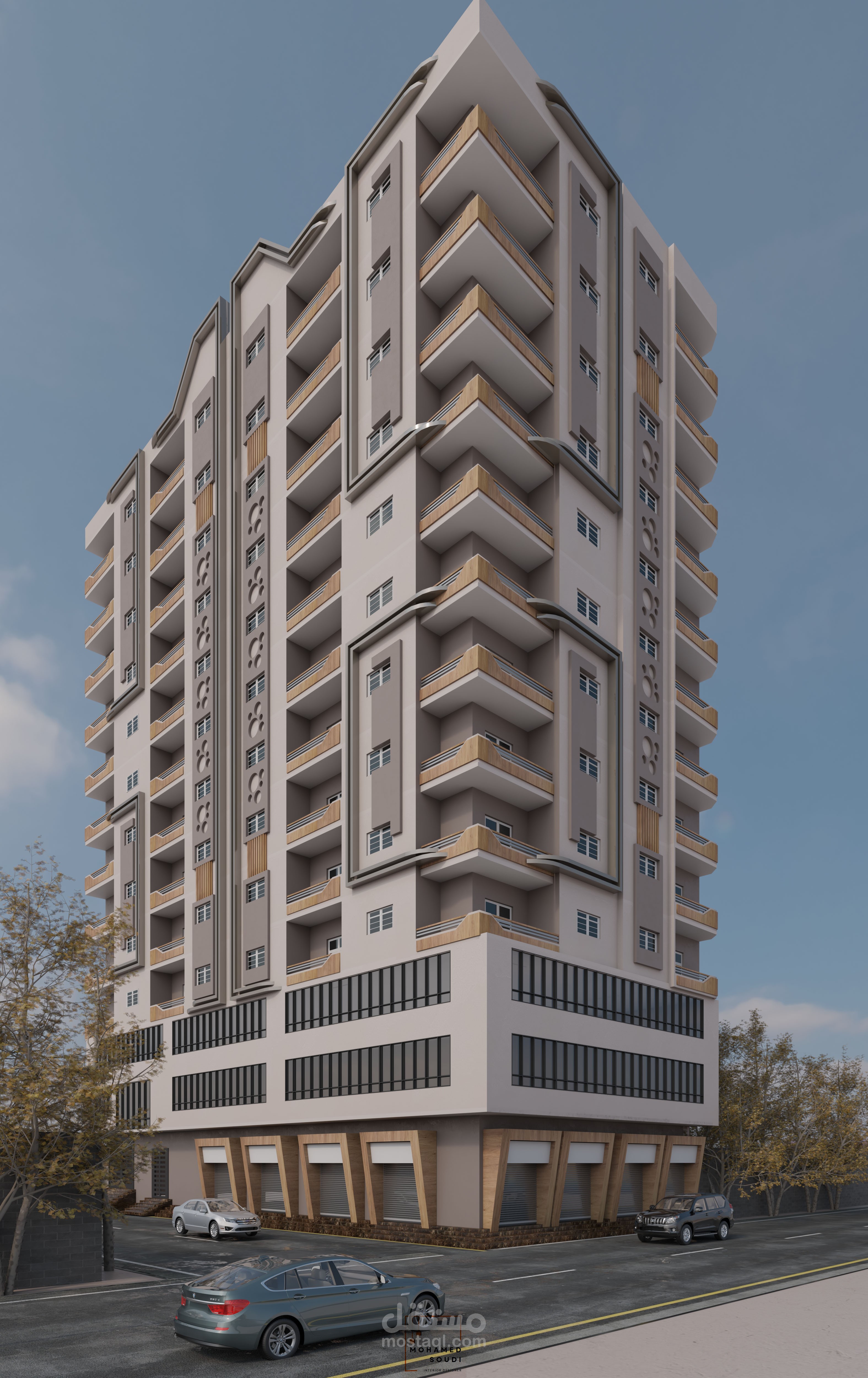 واجهه برج سكني حديث