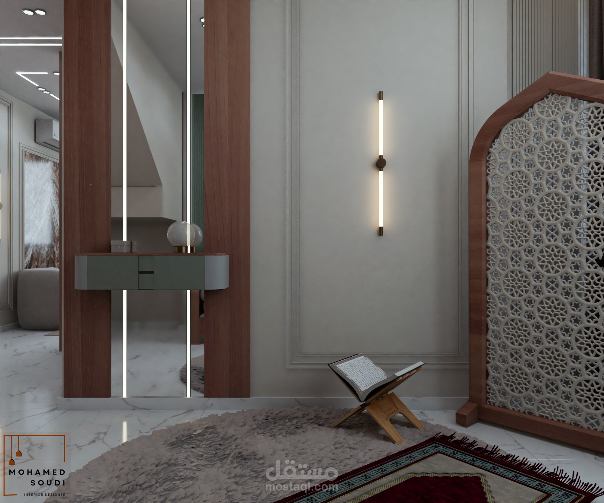 ريسبشن دوبليكس ملحق بمنطقه صلاه و و مطبخ و منطقه طعام