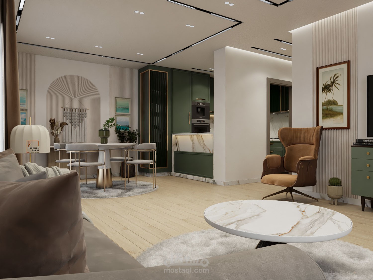 ريسبشن شقه صغيره ملحق به منطقه طعام و مطبخ