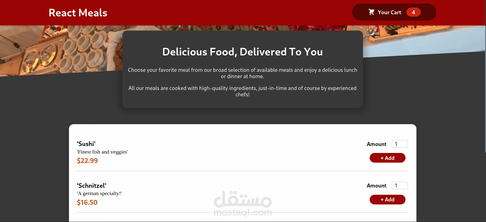 Food Order App (React.js & Firbase)