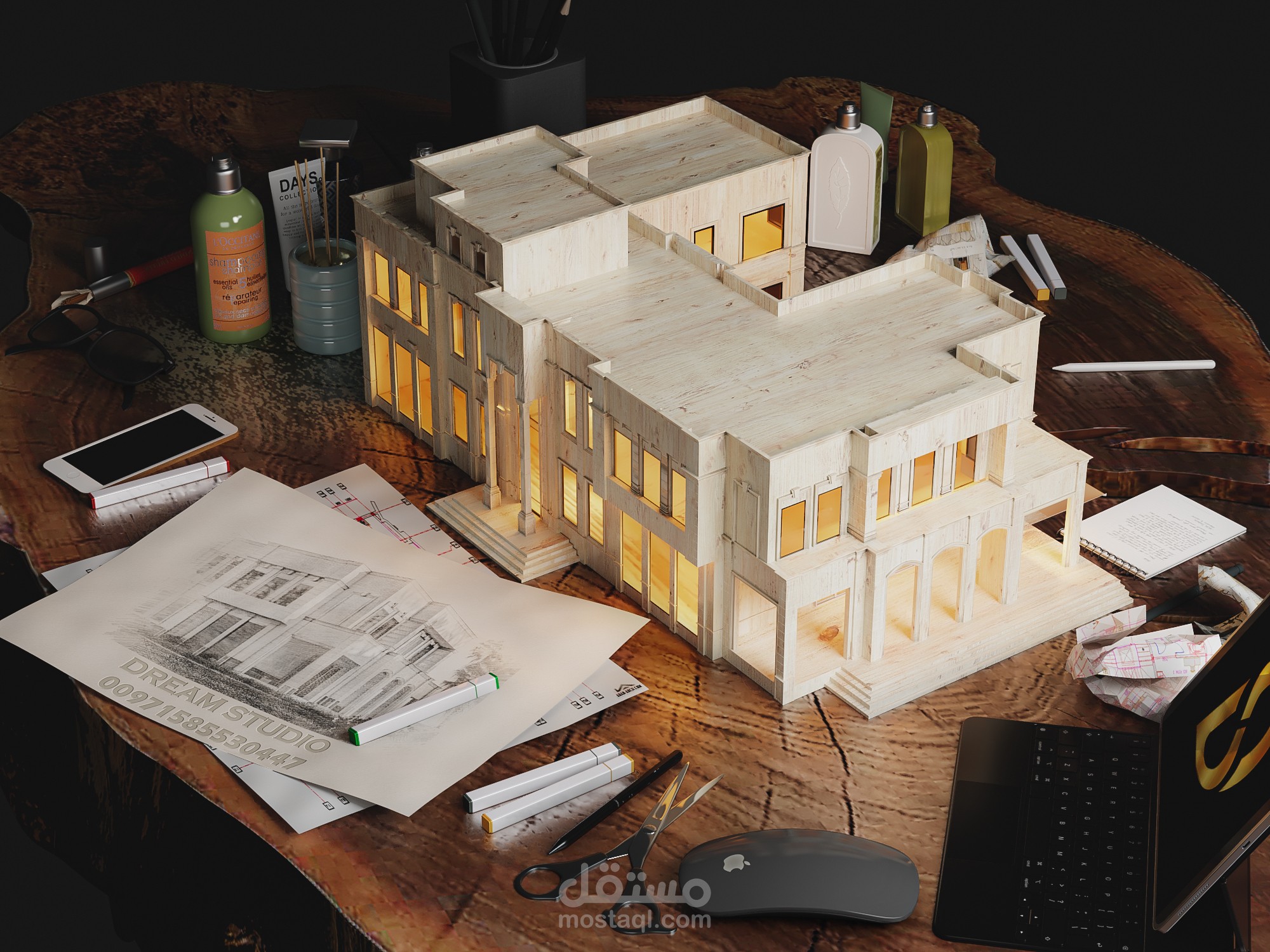 رندرة على شكل ماكيت