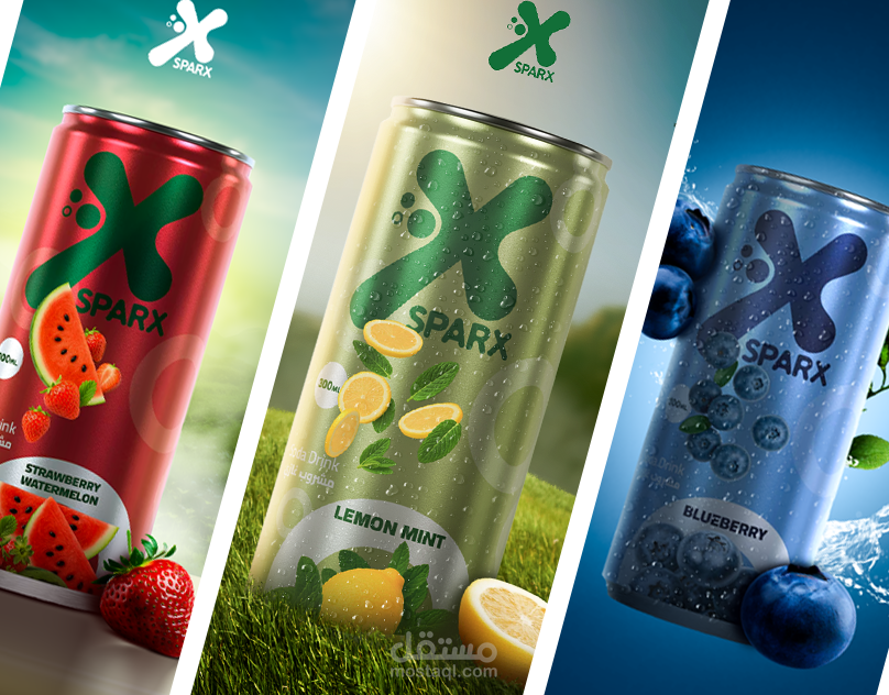 تصميم اعلانات لمشروب sparx soda