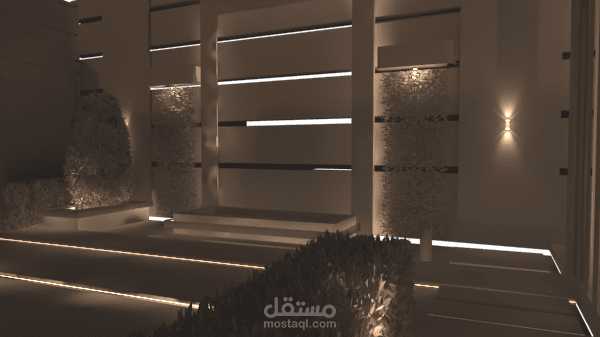 وضع إنارة لركن من حديقة فيلا