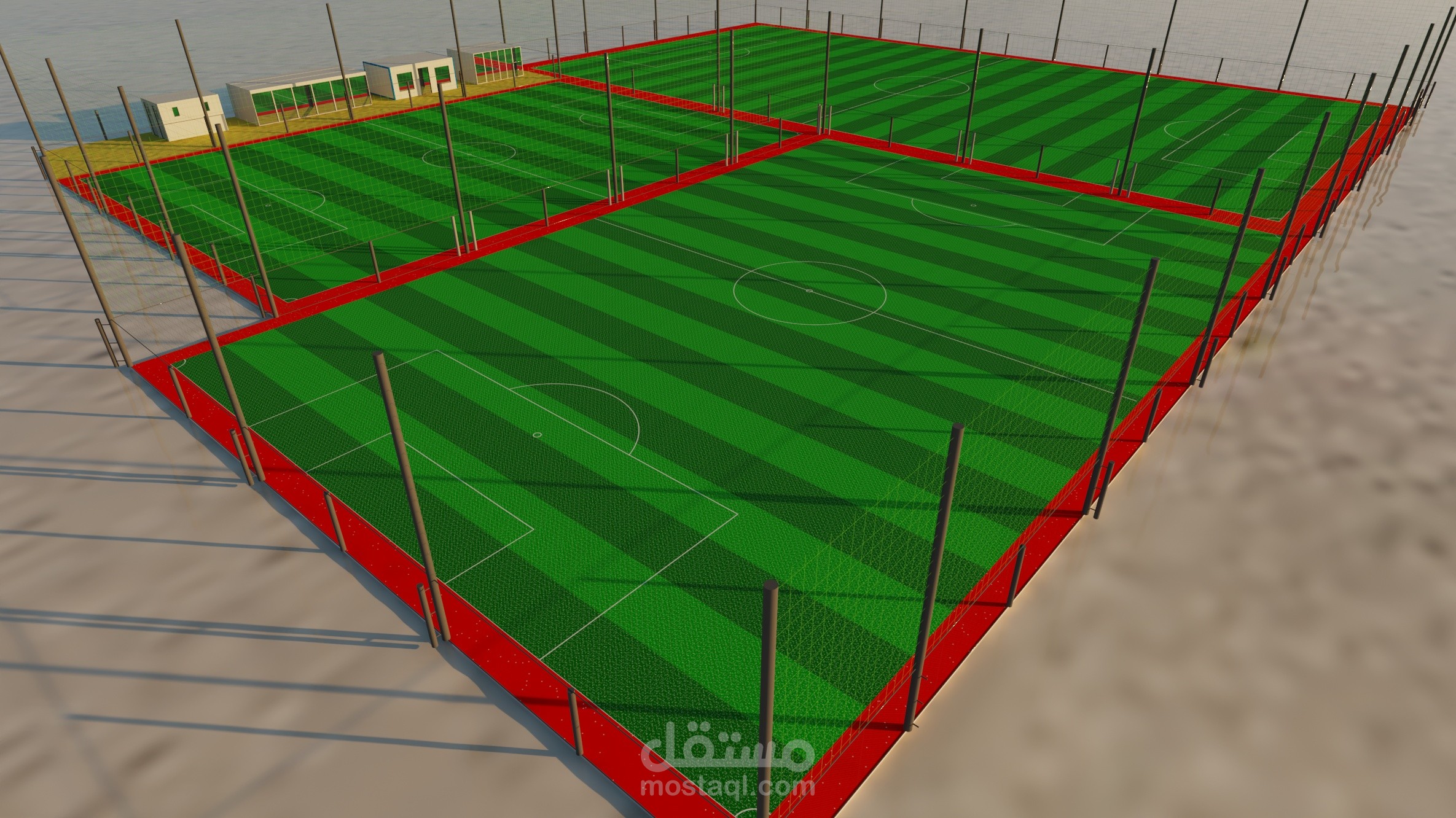 تصميم مشروع ملاعب تدريبية لكرة قدم مع كبائن للخدمات في دولة الإمارات