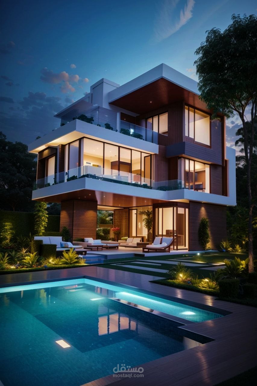 تصميم خارجي لفيلا صغيرة