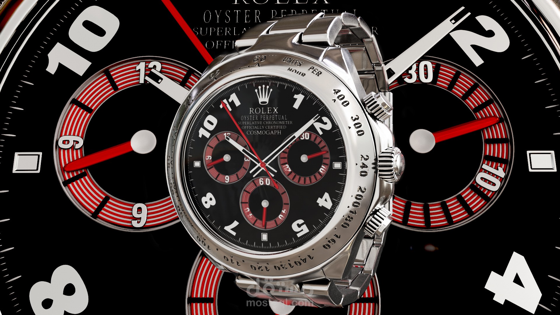 تصميم ثلاثي ابعاد واقعي لساعة Rolex