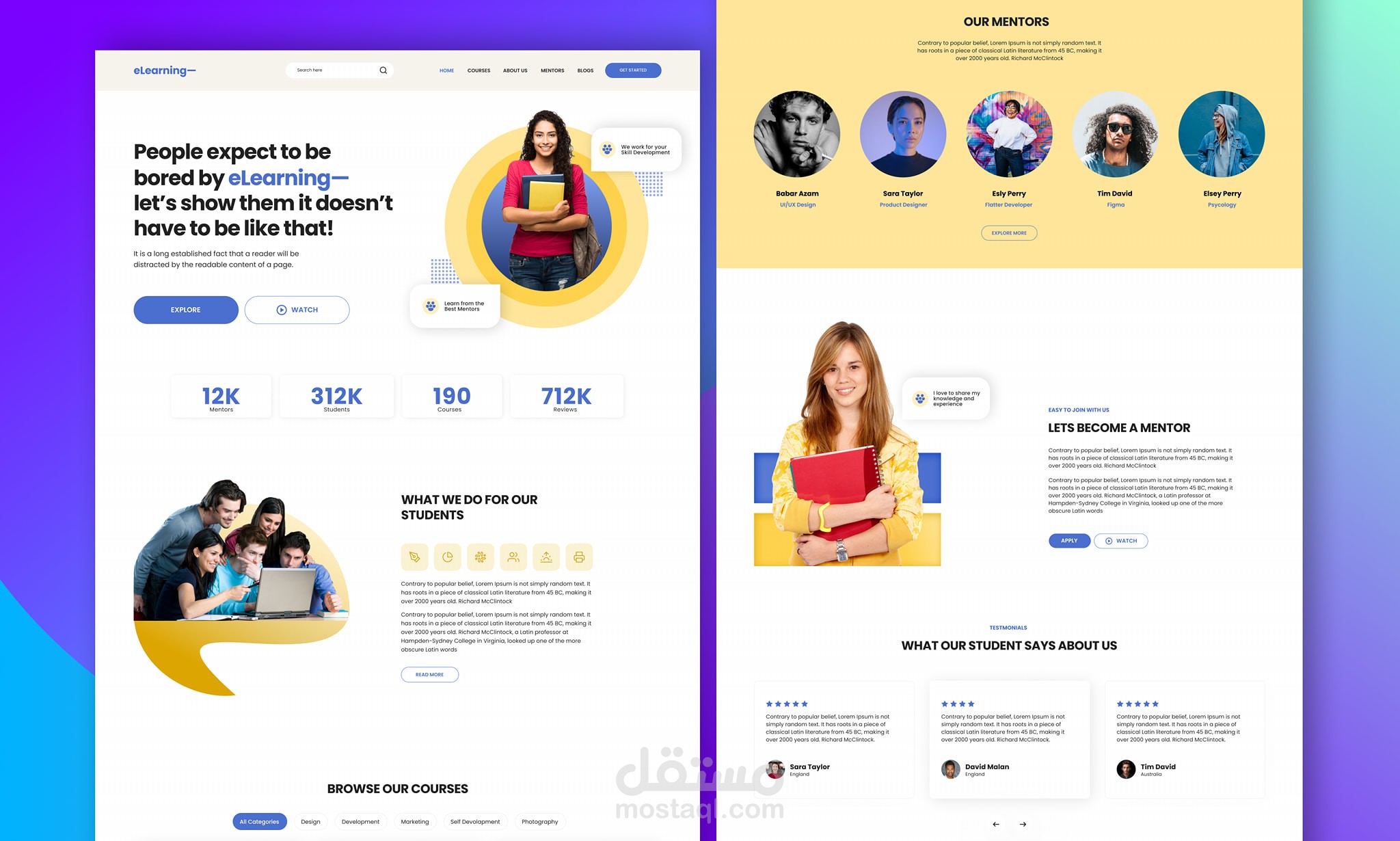 E-learning landing page UI  design