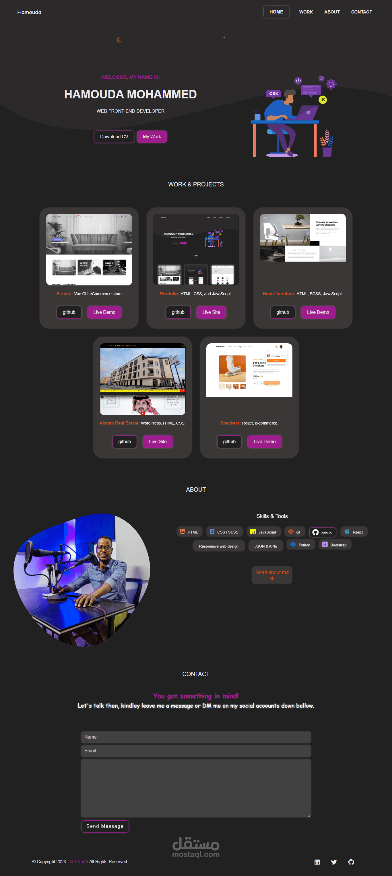 الصفحة الشخصية portfolio