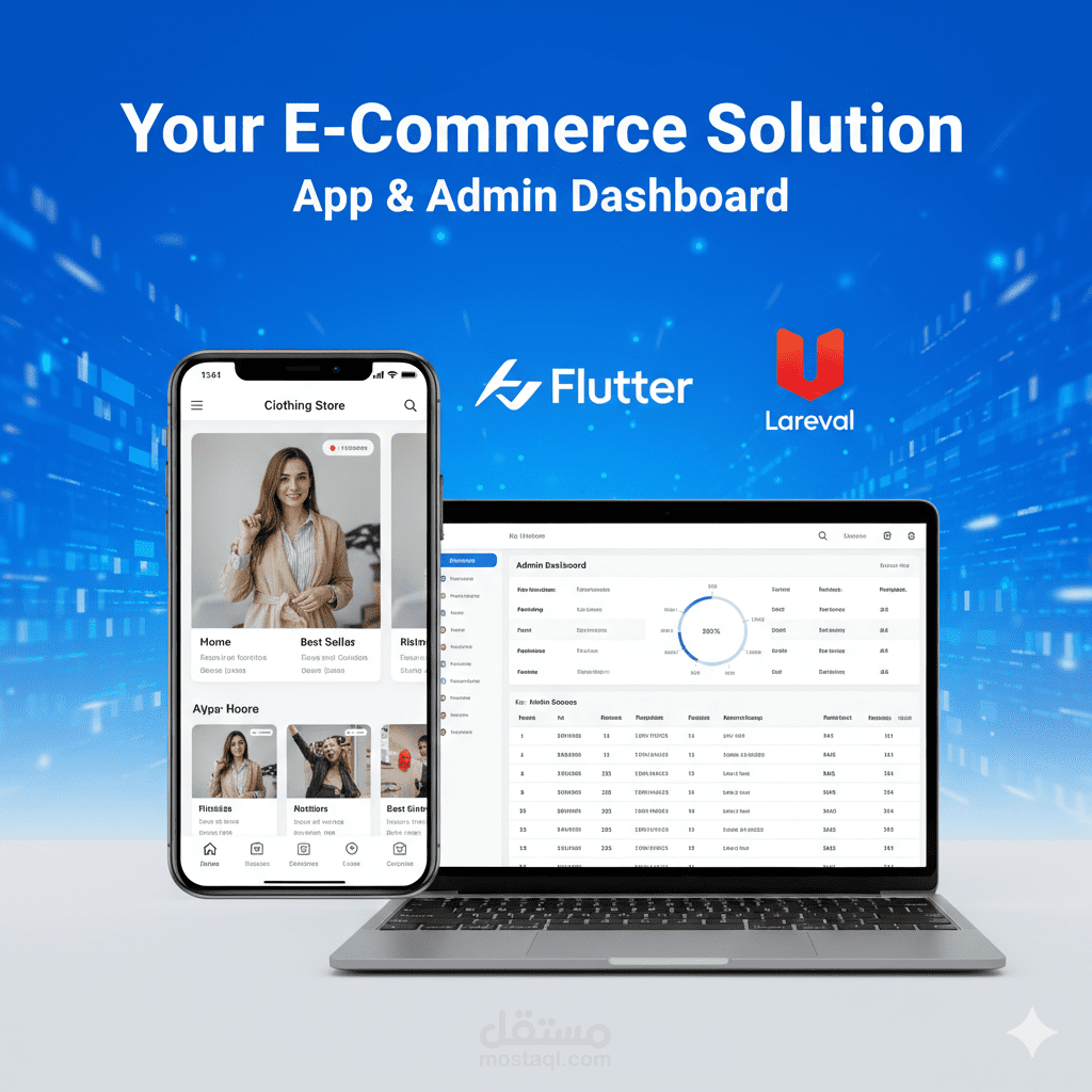 تطوير تطبيق موبايل متكامل (Android & iOS) مع لوحة تحكم احترافية Laravel