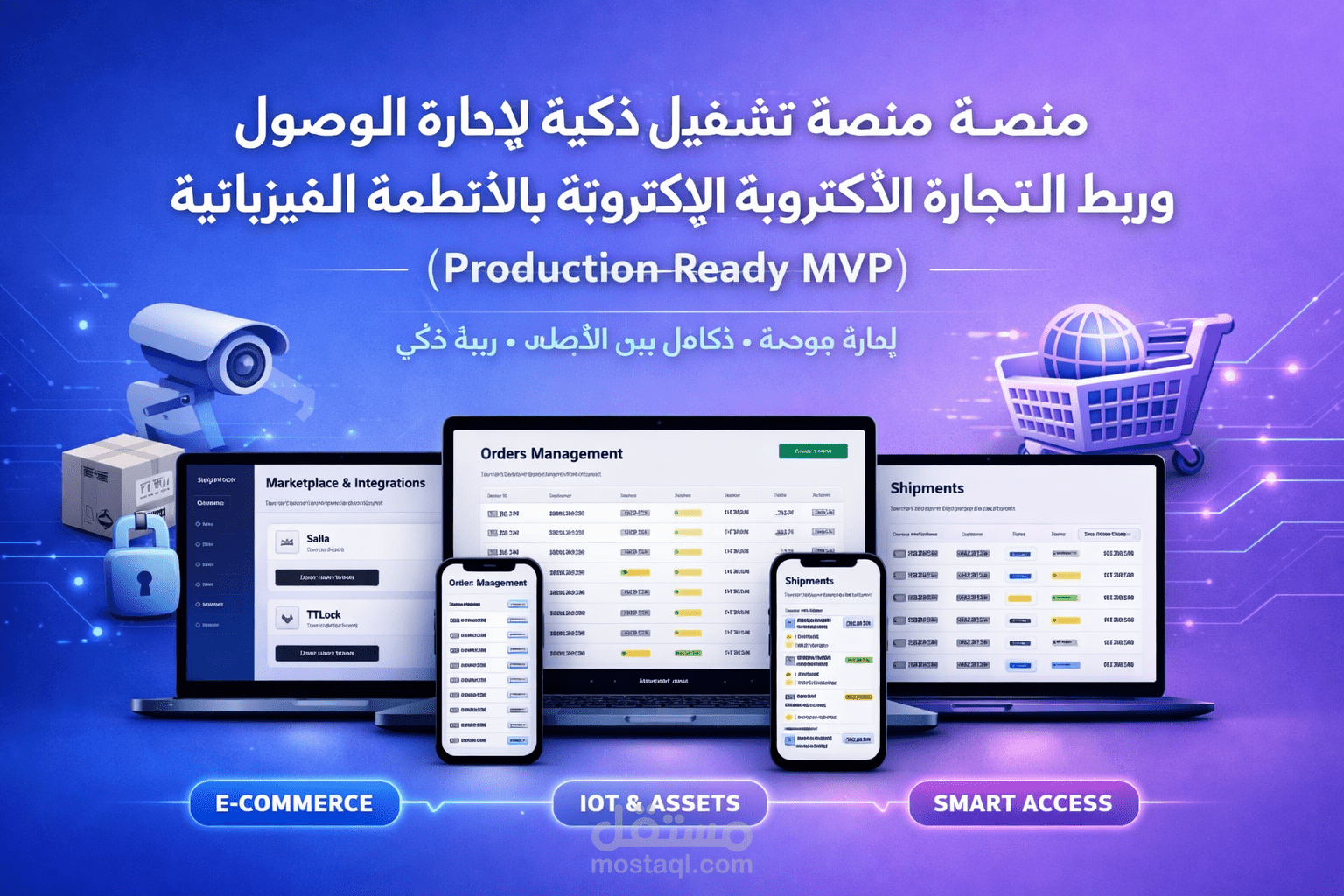 منصة تشغيل ذكية لإدارة الوصول والأصول وربط التجارة الإلكترونية بالأنظمة الفيزيائية (Production-Ready MVP)