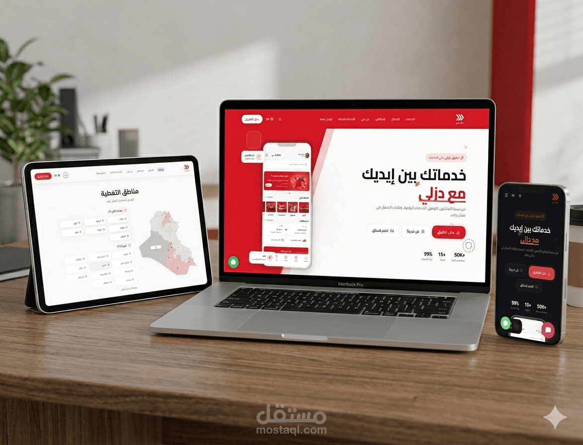 موقع تعريفي احترافي مع لوحة تحكم مخصصة لقطاع الخدمات والتوصيل | Corporate Website & Dashboard