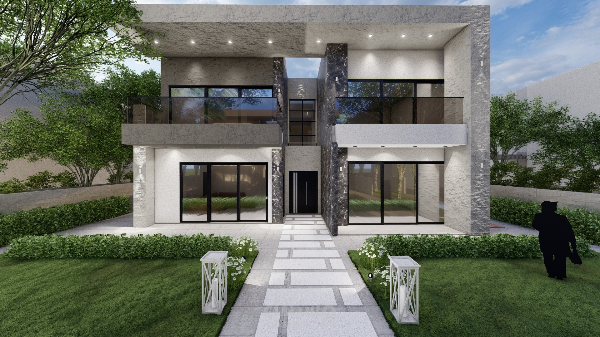 تصميم واجهه خارجيه مودرن لفيلا سكنيه