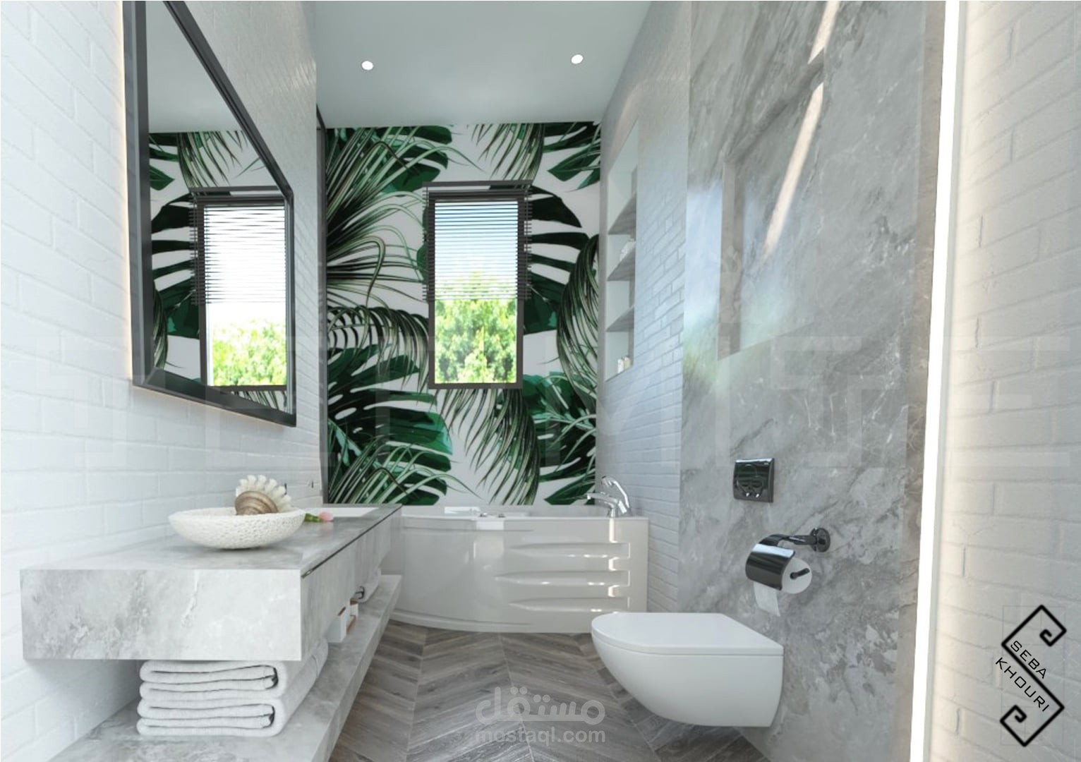 تصميم حمامات متنوعة للفيلا في السعودية 1