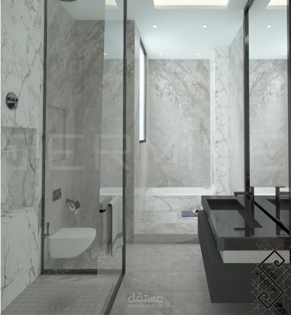 تصميم حمامات متنوعة للفيلا في السعودية 4