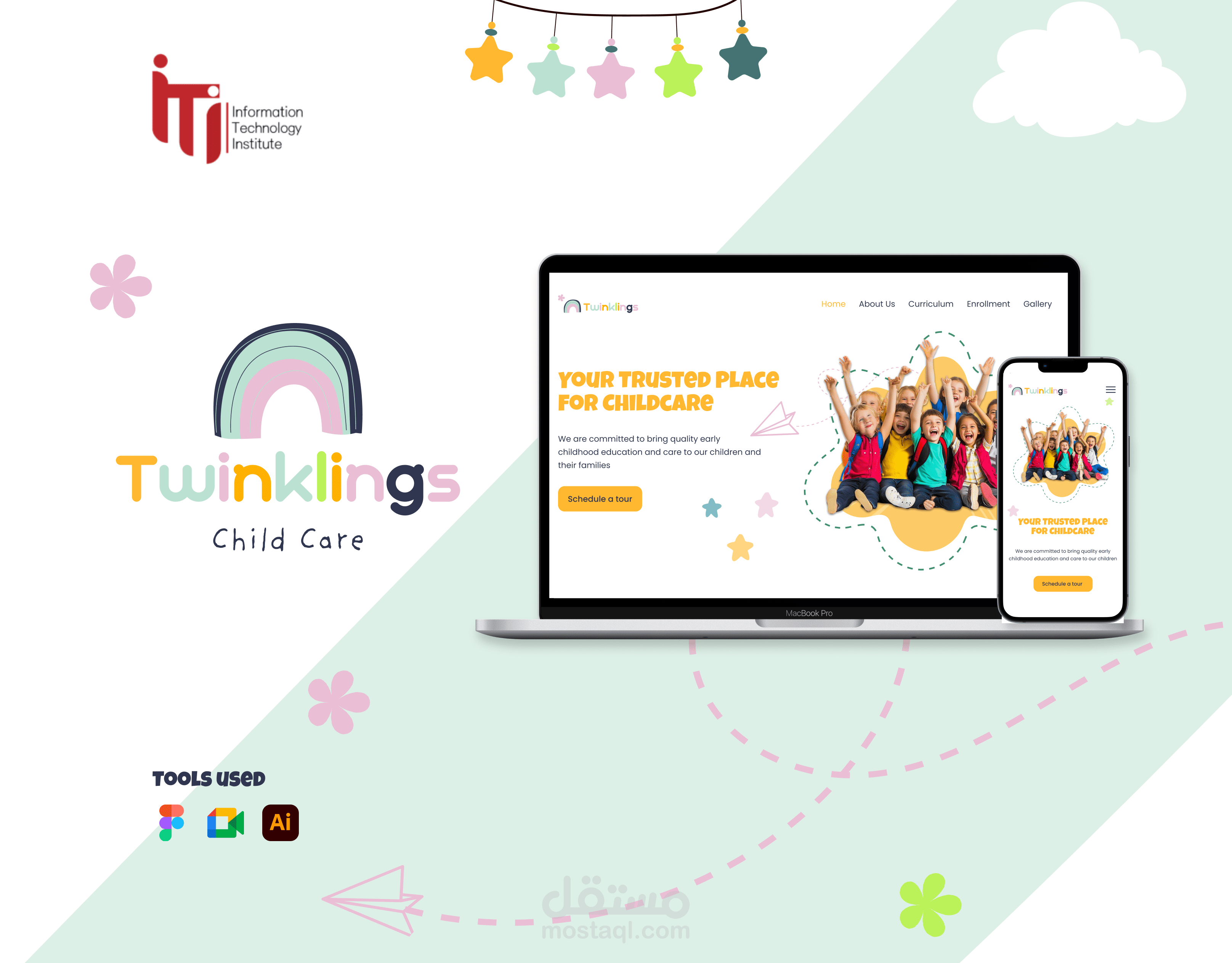Twinklings Child Care Landing page & Mobile Designs