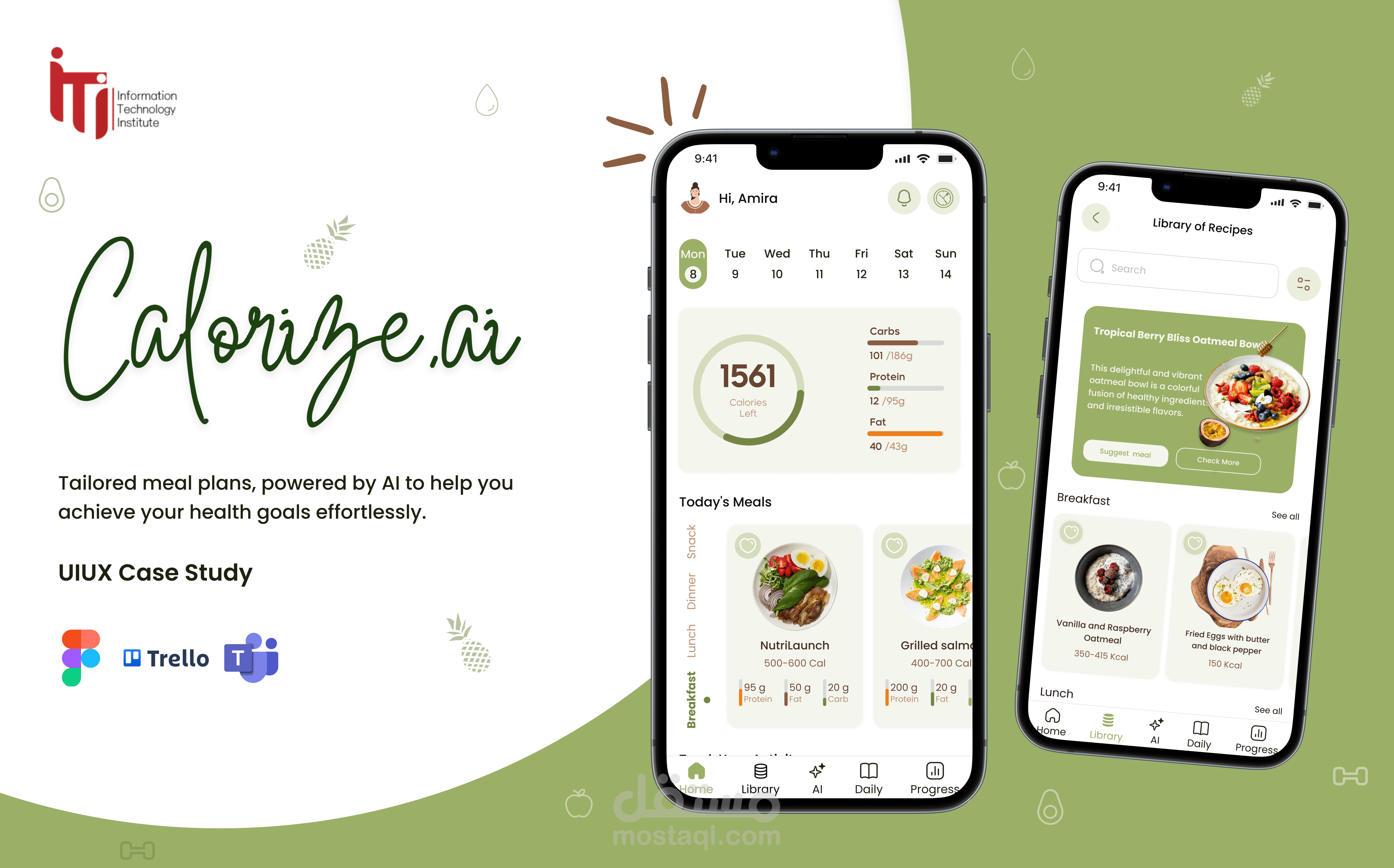 Calorize.ai (Diet App), has been designed by Figma