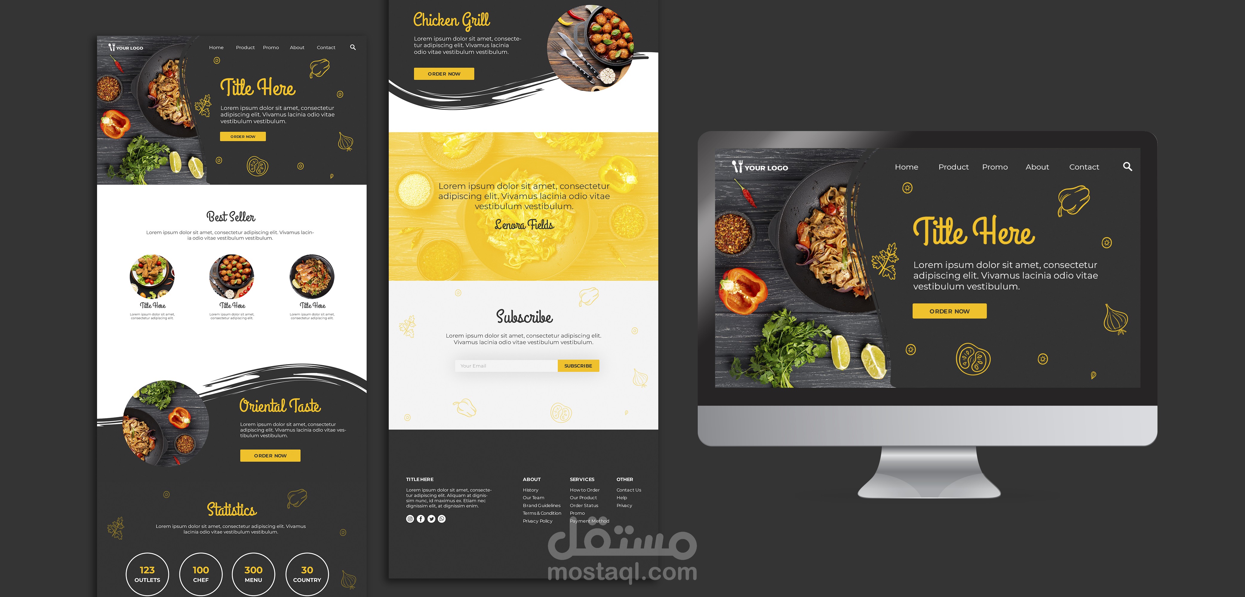 تصميم UI/UX خاص بتوصيل طلبات الطعام
