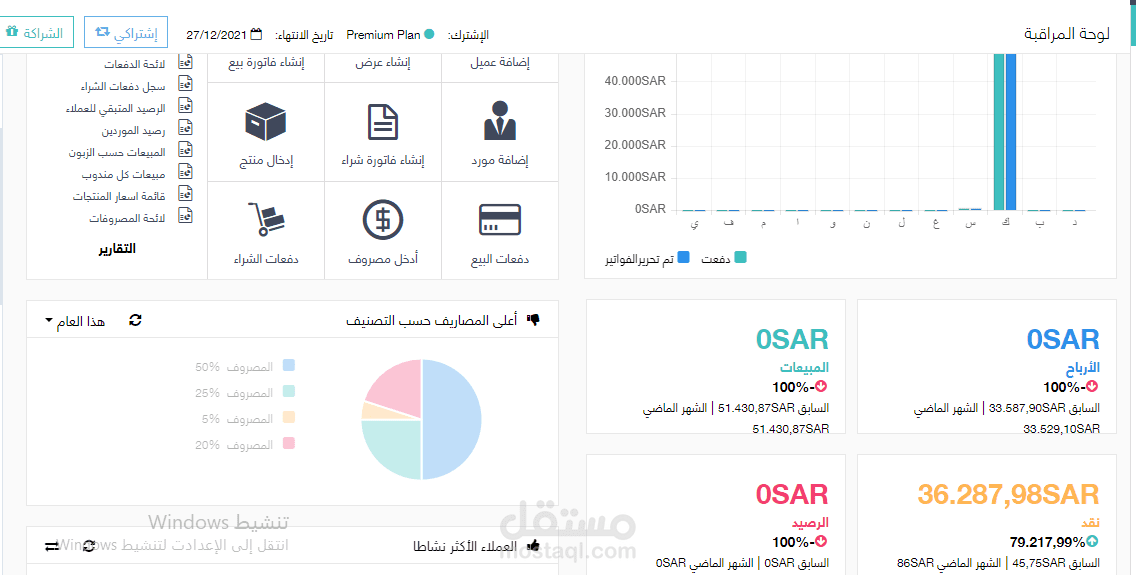 أدخال جميع فواتير المشتريات والمبيعات والأصناف والمصاريف علي برنامج ألف ياء المحاسبي