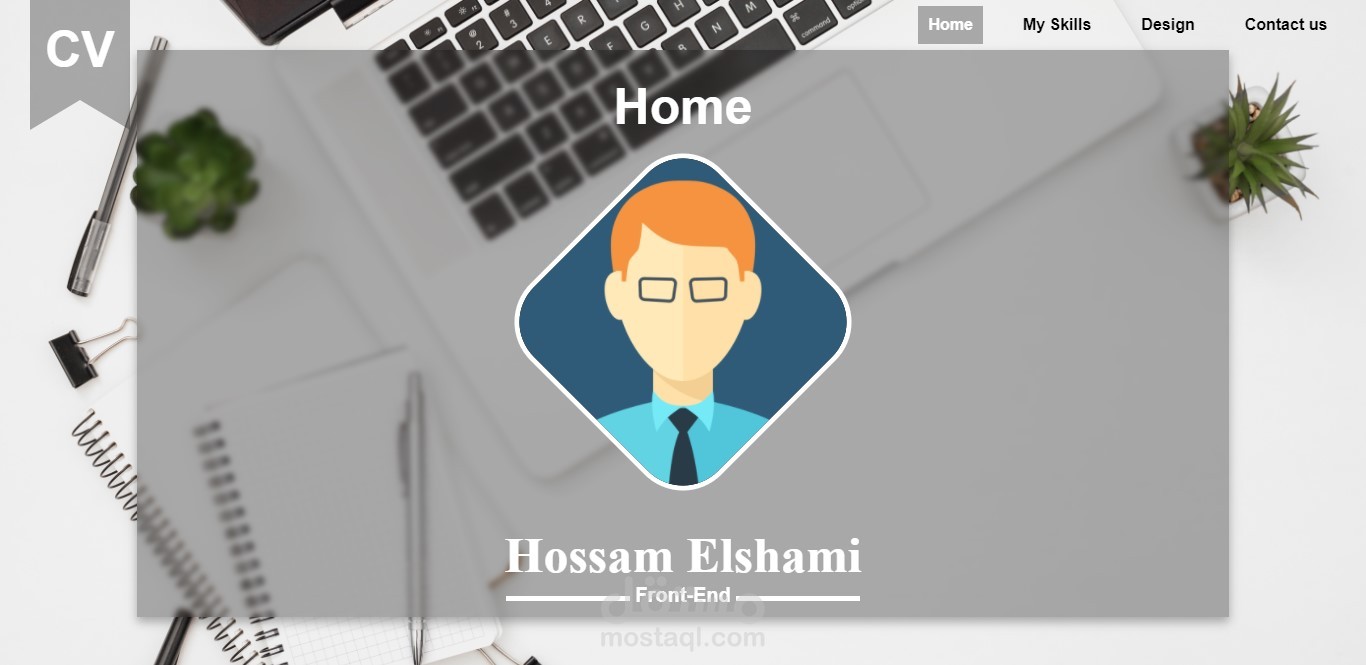CV شخصي مصمم في شكل موقع الكتروني